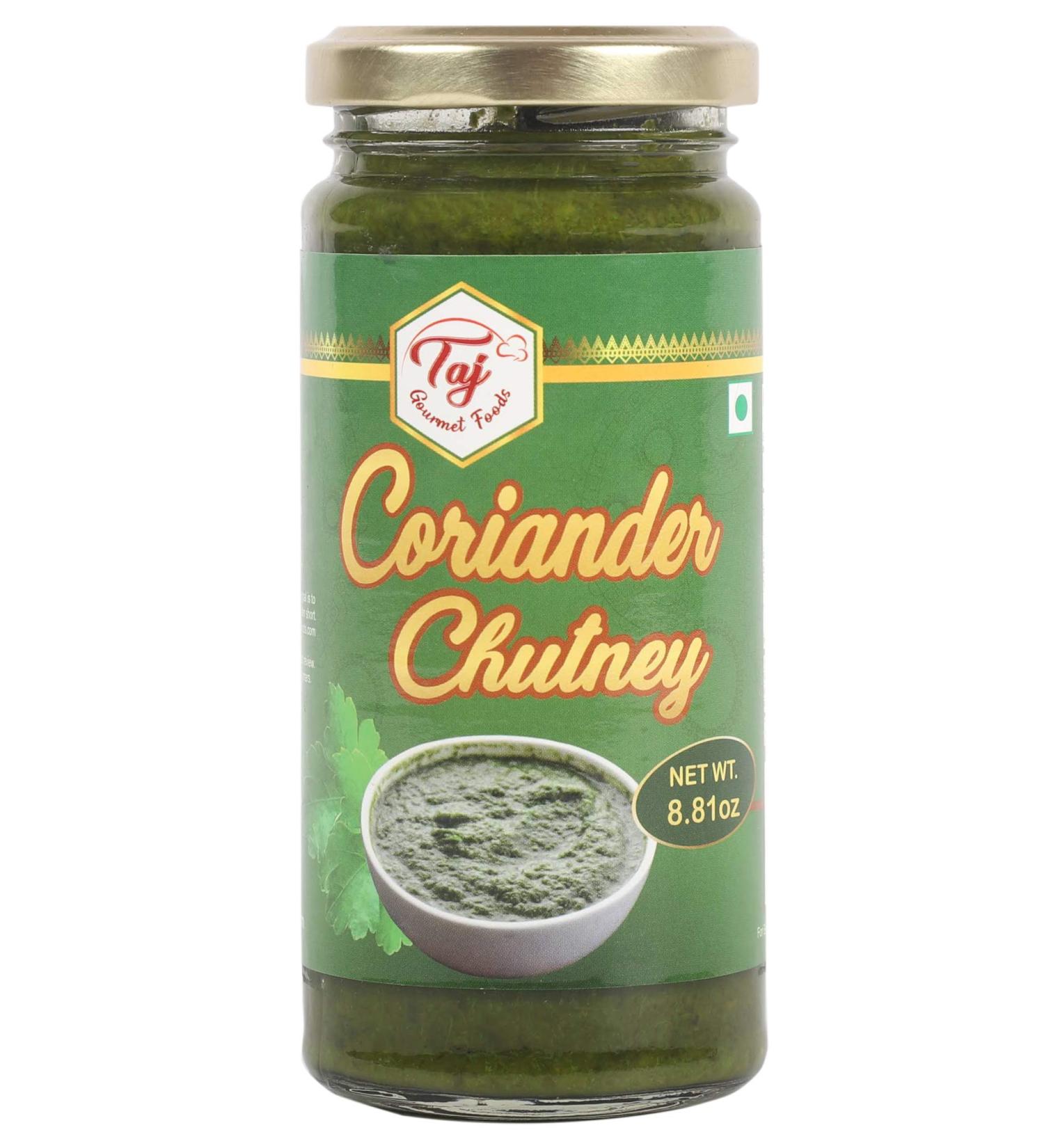 Taj Gourmet Coriander Chutney (Dhania Chutney) 250g (8.8oz) - Authentic Indian Condiment - Buy Online on GoSupps.com