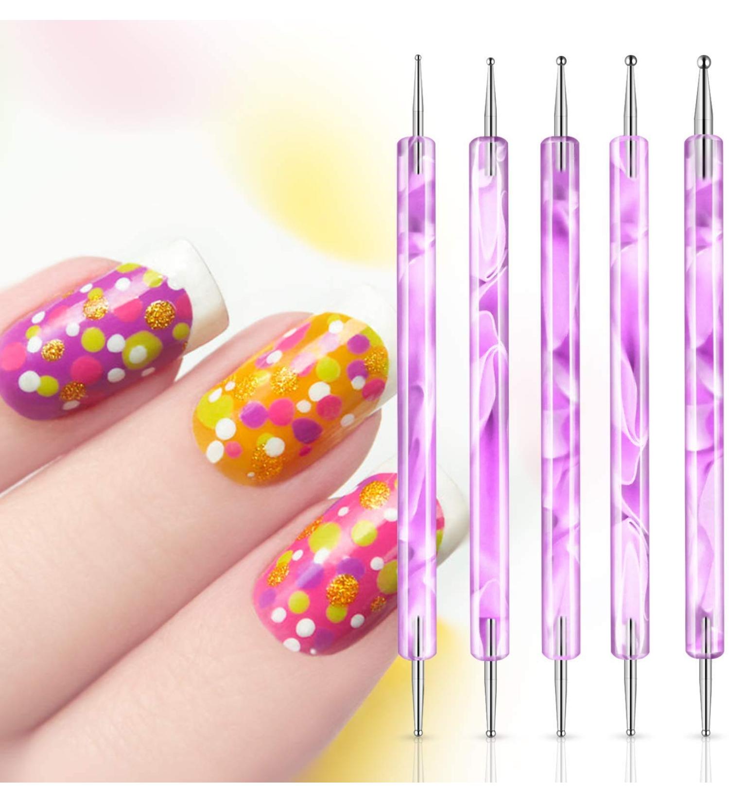Dual-Ended Dotting Painting Pen for Nail Art DIY - Marbleizing Tool Set for Manicure - Buy Online on GoSupps.com