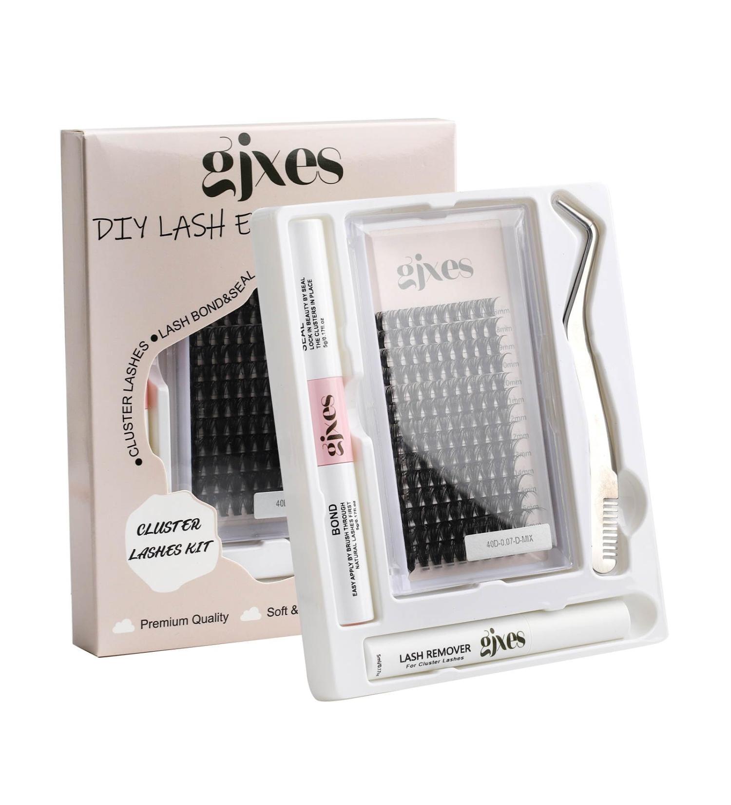 GJXES Eyelashes Extensions Kit Lash Clusters DIY Individual Lahes Mixed Length Extension Lashes 140 pcs 40D 0.07 D Curl 8-16mm Lash Bond-Seal Lash Glue Remover Lash Tweezers At Home Eyelashes Extensions Kit Easy To Use Beginners - Buy Online on GoSupps.com