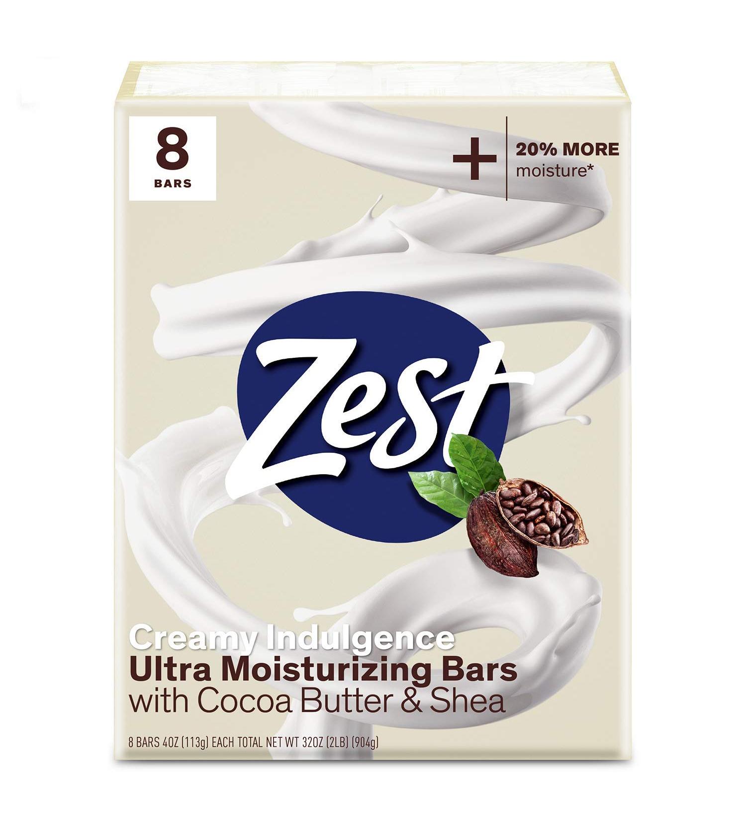 Zest Bar Soap - 8 Bars - Cocoa Butter & Shea Enriched - Ultra Moisturizing - Silky Smooth & Deeply Moisturized - 4 Ounce (Pack of 8) - Buy Online on GoSupps.com