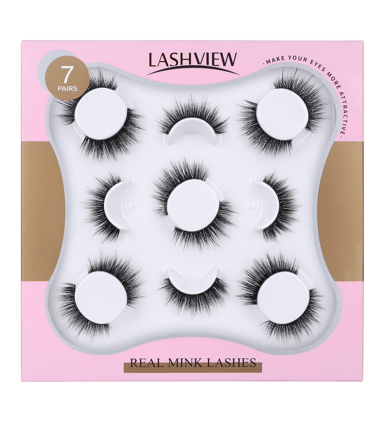 LASHVIEW 7 Pairs Fake Eyelashes, Handmade 3D Natural Layered Effect, Reusable False Eyelashes for Makeup - CG01-7 - Buy Online on GoSupps.com
