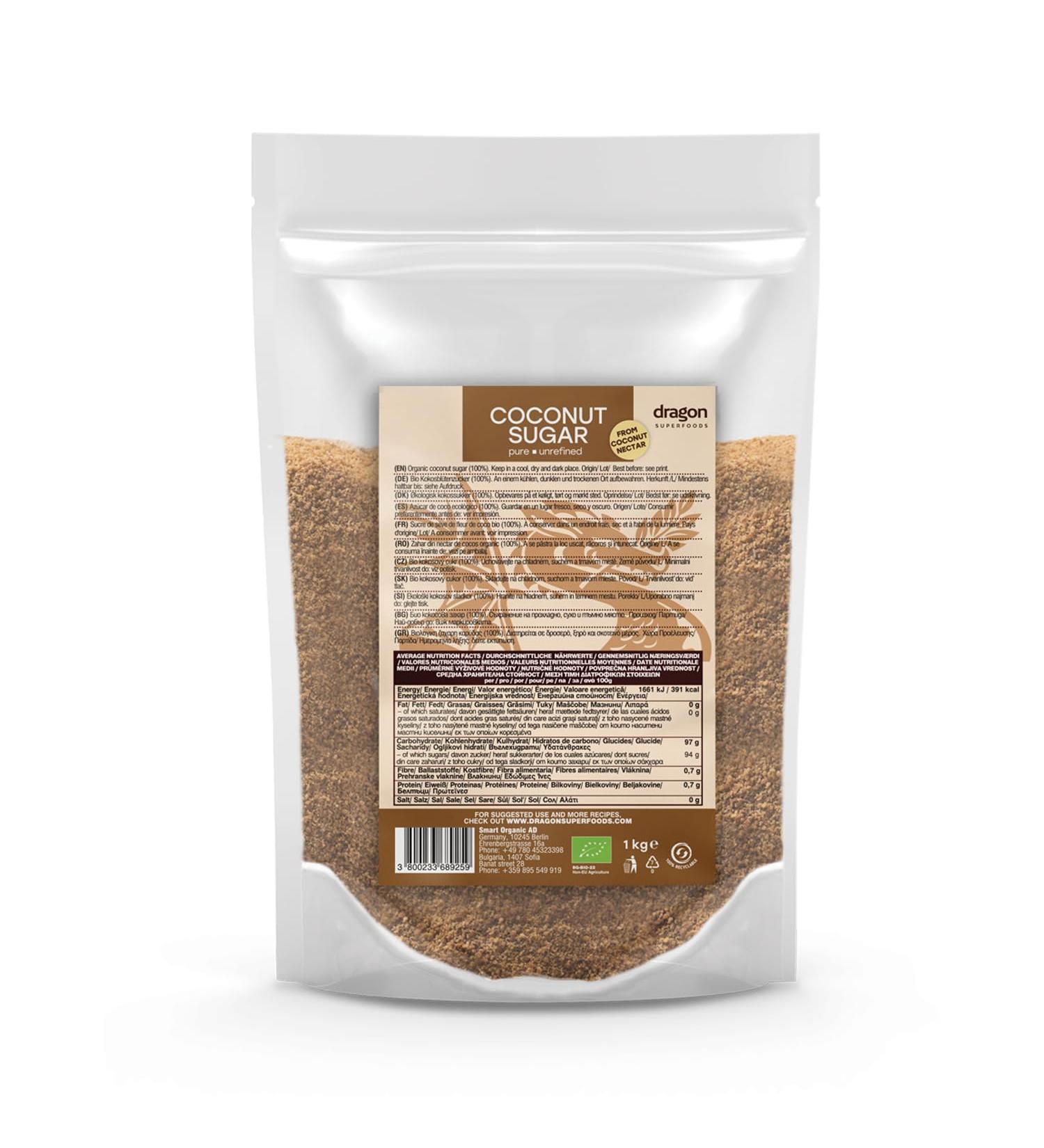 Dragon Superfoods Coconut Sugar - 100% Organic, Vegan & Gluten-Free - 1kg - Buy Online on GoSupps.com