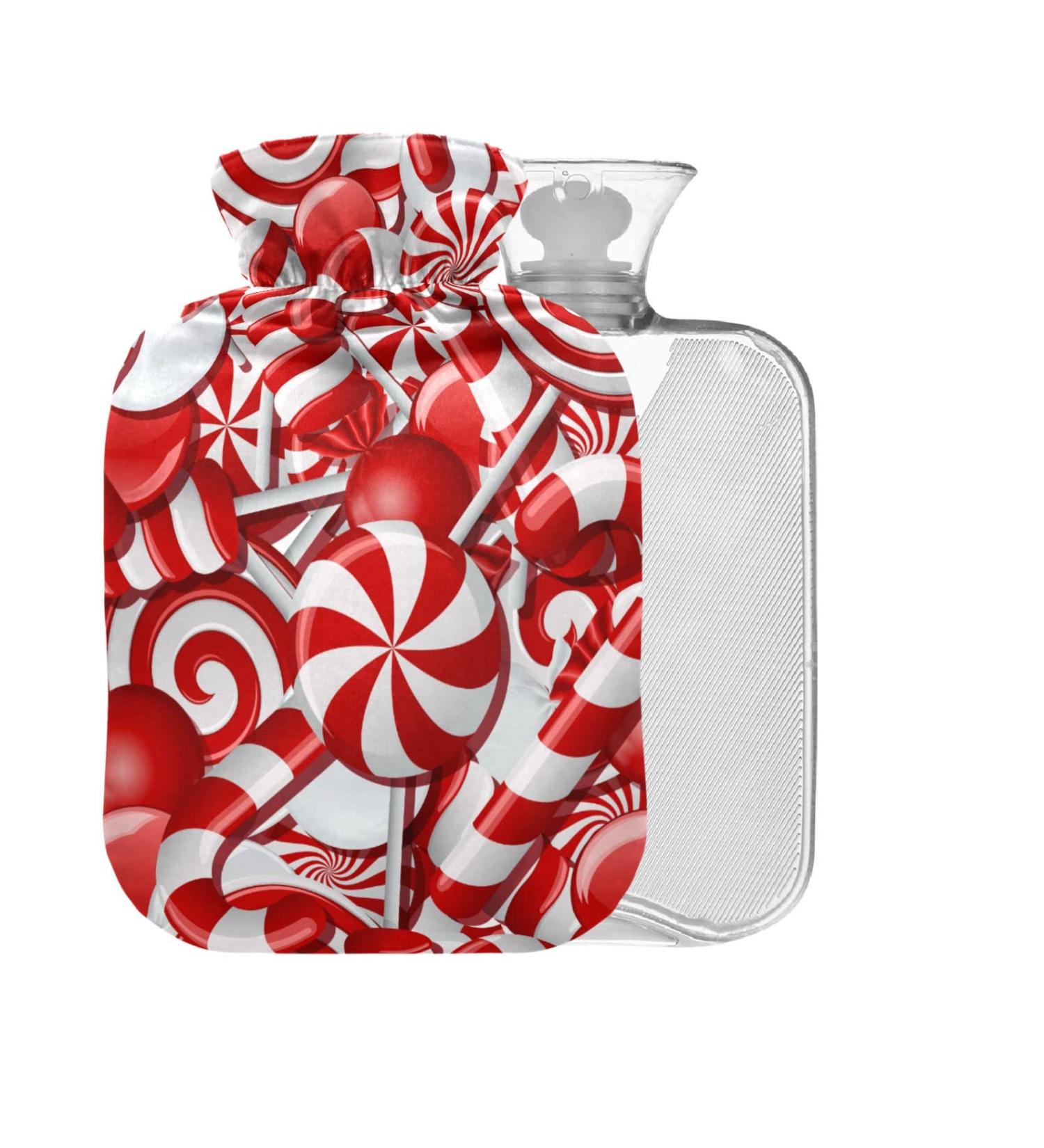 Hot Water Bottle with Cover 2L - Large Pain Relief Solution | White/Red | International Shipping - Buy Online on GoSupps.com