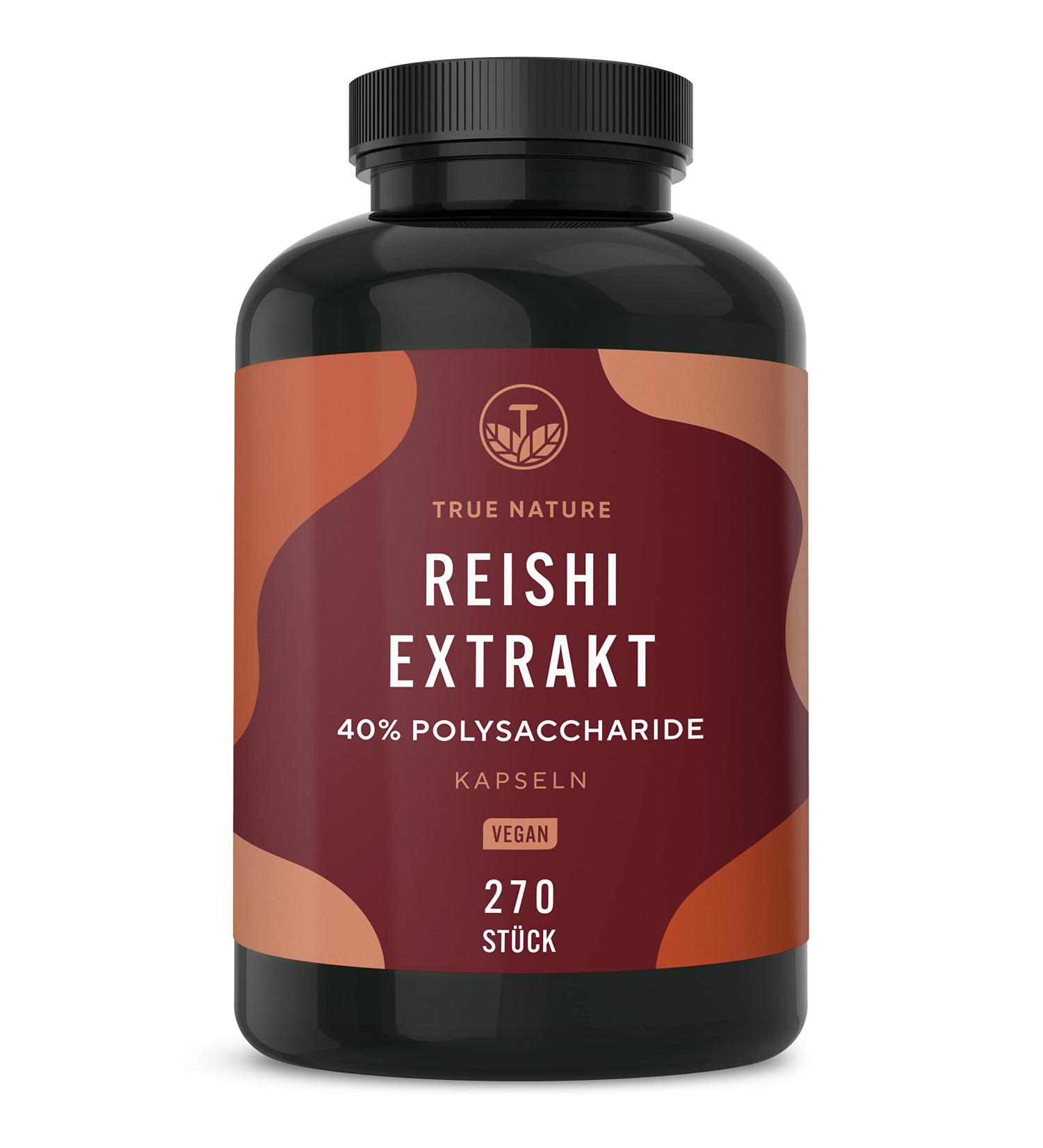 Reishi Mushroom Extract 270 Capsules | 40% Polysaccharides | High-Dose 1950mg | Vegan & Lab Tested | True Nature  - Buy Online on GoSupps.com