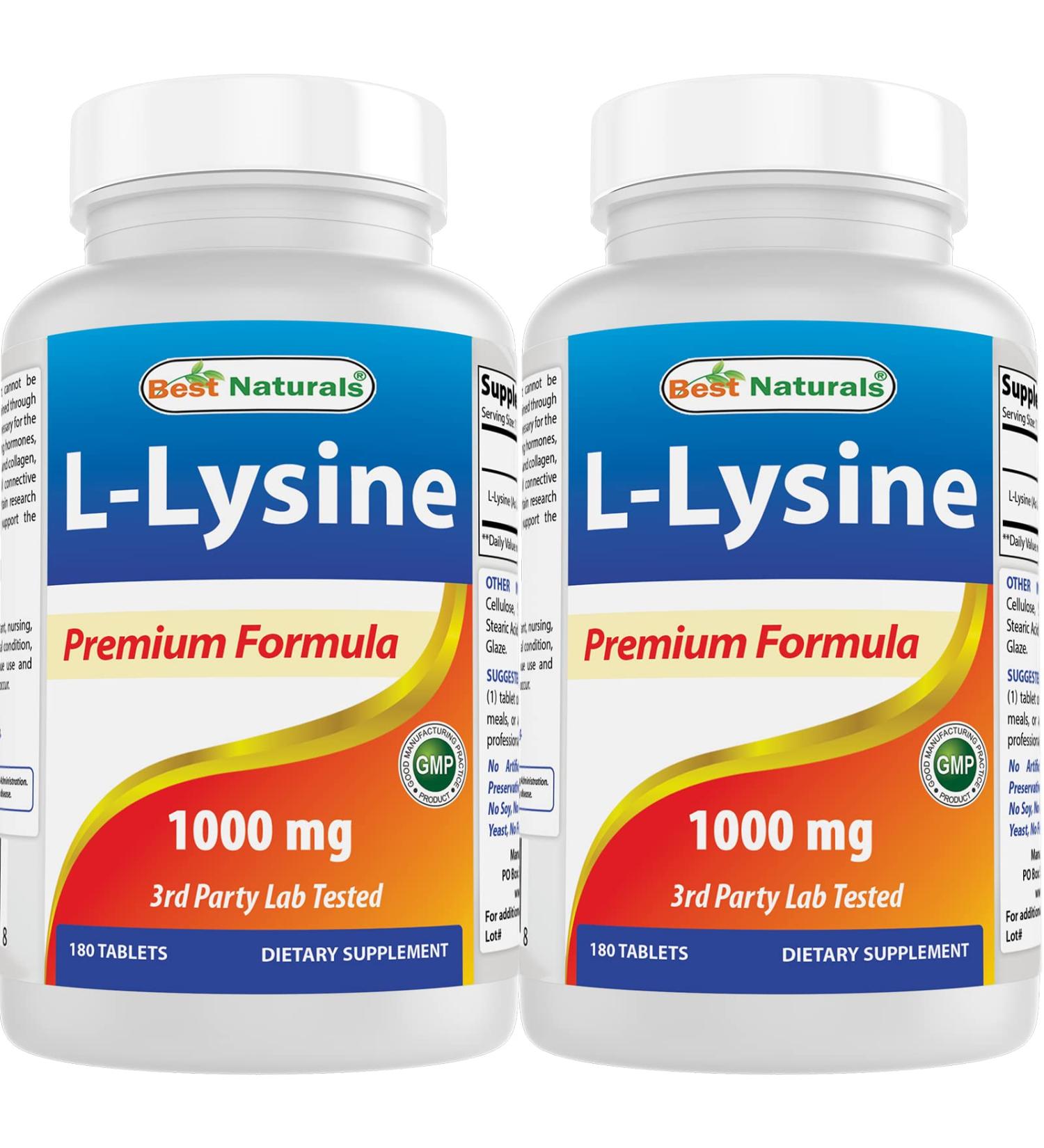 Best Naturals L-Lysine 1000mg 180 Tablets - Pack of 2 - Buy Online on GoSupps.com