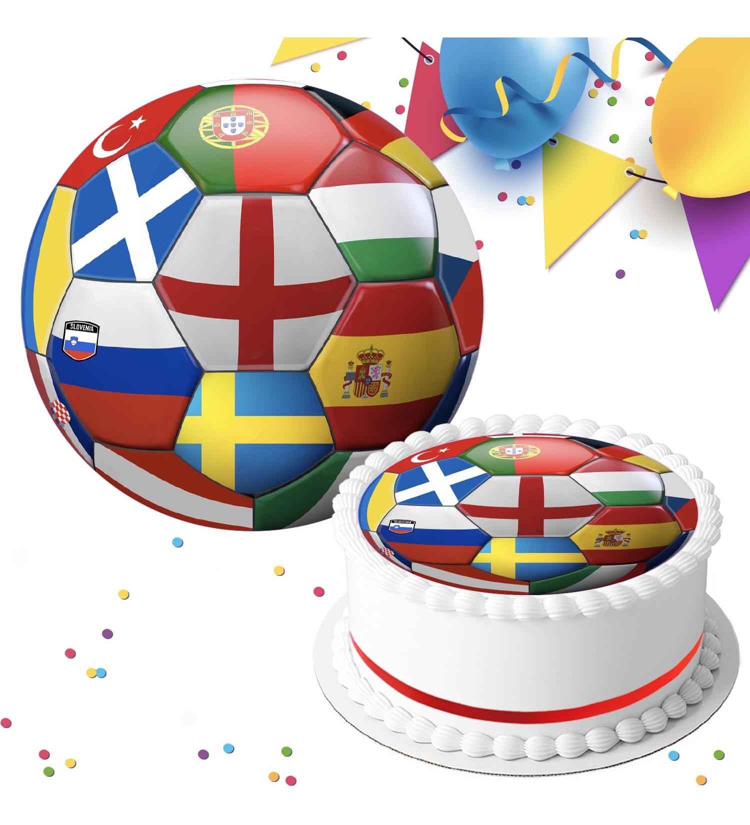 EURO 24 FOOTBALL FLAGS EUROPEAN PRECUT 7.5 INCH EDIBLE ICING CAKE TOPPER DECORATION - Buy Online on GoSupps.com