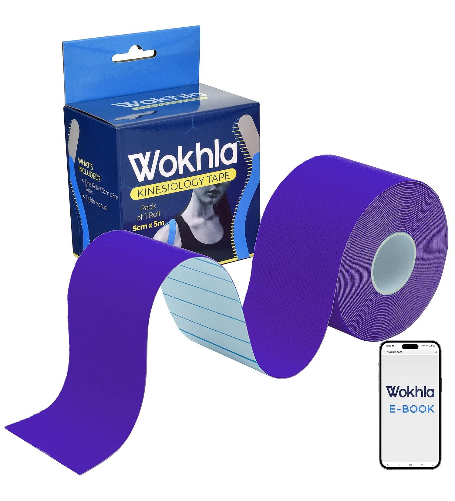 Purple Waterproof Kinesiology Tape 5M Roll - Latex Free Muscle & Physio Tape for Ankle, Knee & Shoulder - Strong Grip Sports Strapping with Medicated Glue - Includes E-Manual - Buy Online on GoSupps.com
