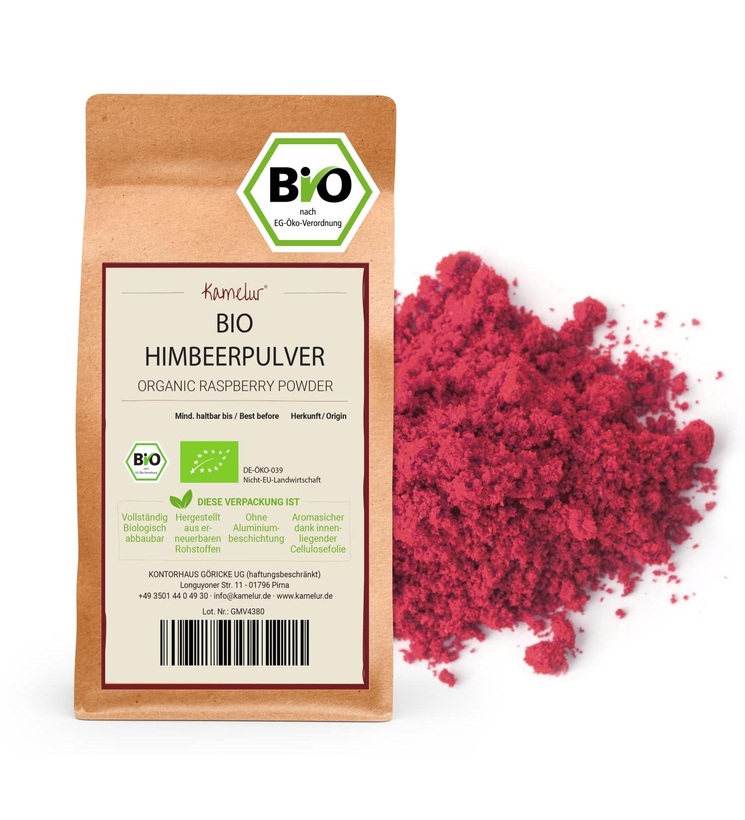 250g organic fruit powder made from freeze-dried raspberries - fruity raspberry powder finely ground and without additives - in biodegradable packaging - Buy Online on GoSupps.com