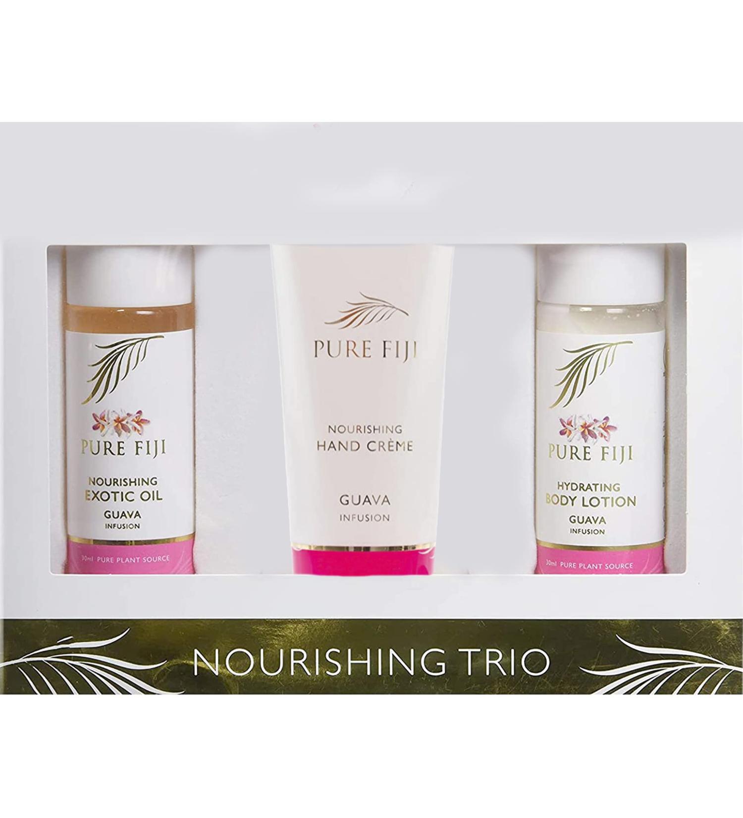 Buy Pure Fiji Nourishing Trio | Ideal Spa Bath Gift Set for Women | Travel Kit with Exotic Body Oil Hydrating Lotion & Hand Cream - Guava Scent - Buy Online on GoSupps.com