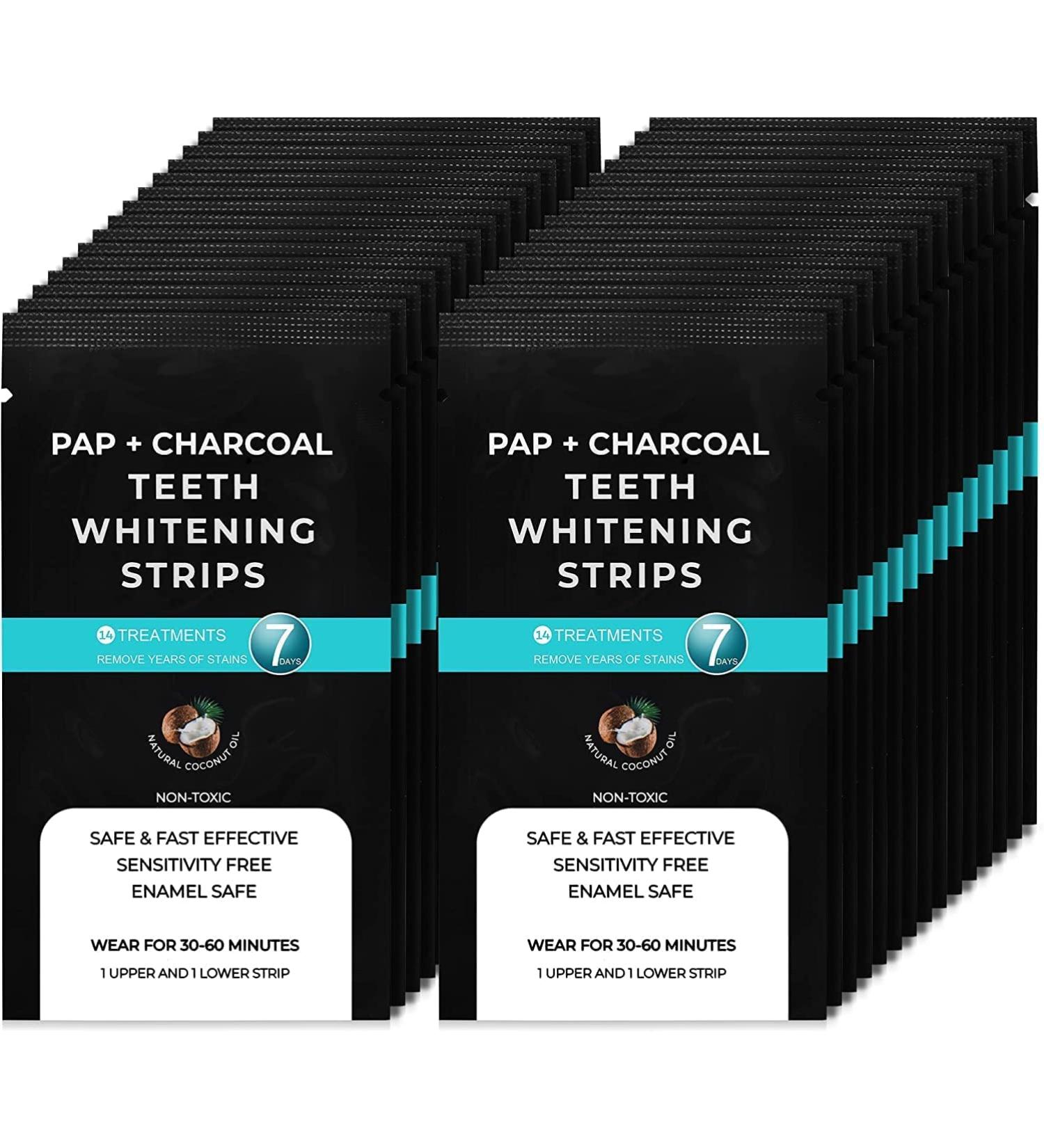 Non-Sensitive Teeth Whitening Strips Kit | Fast-Result Whitener - 28 Strips (14 Sets) - Peroxide Free - Buy Online on GoSupps.com