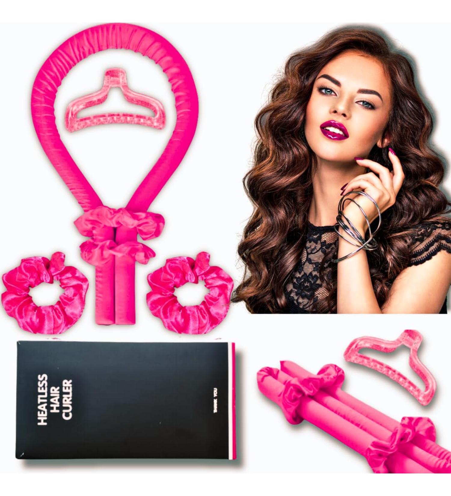 GLOBEEXS Heatless Curlers Headband - Silk Sponge Set for No Heat Wave Hair Curling - Sleep In Hair Curlers for Long & Short Hair - Buy Online on GoSupps.com