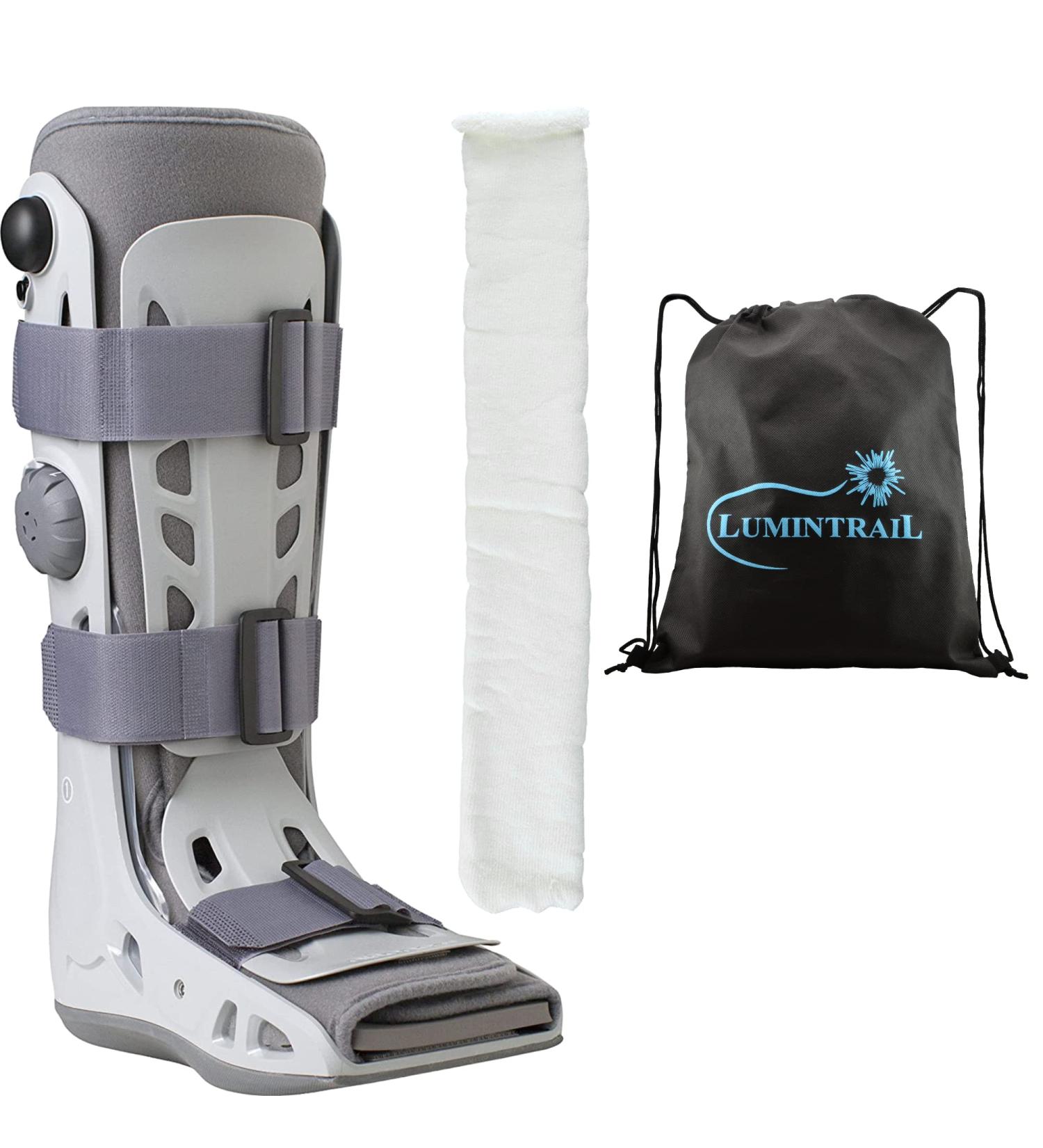Aircast Walking Boot for Sprained Ankle | Orthopedic Walker Brace | Universal Fit Medical Boot with Air Cast Tube Sock | Medium Bundle with Lumintrail Bag - Buy Online on GoSupps.com