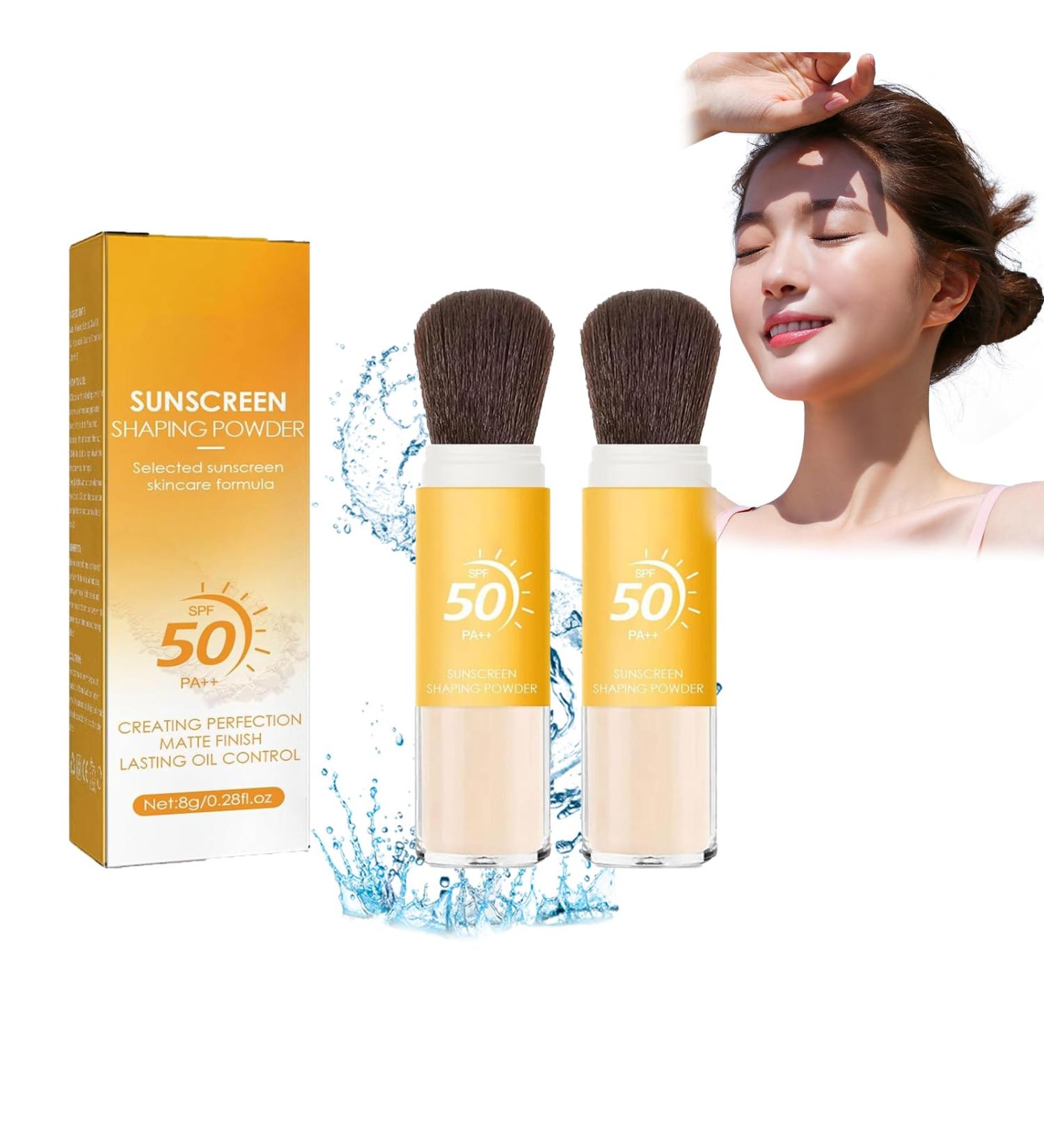 HUIWUHUI Mineral Sunscreen Setting Powder Makeup Oil Control Long Lasting Sunscreen Setting Powder - Translucent Mineral Brush Powder for Makeup Setting (2Pcs) - Buy Online on GoSupps.com