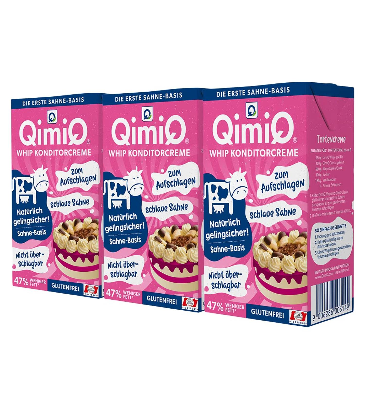 QimiQ Whip Cream Dessert - Natural Pastry Cream 3x250g | International Shipping Available - Buy Online on GoSupps.com