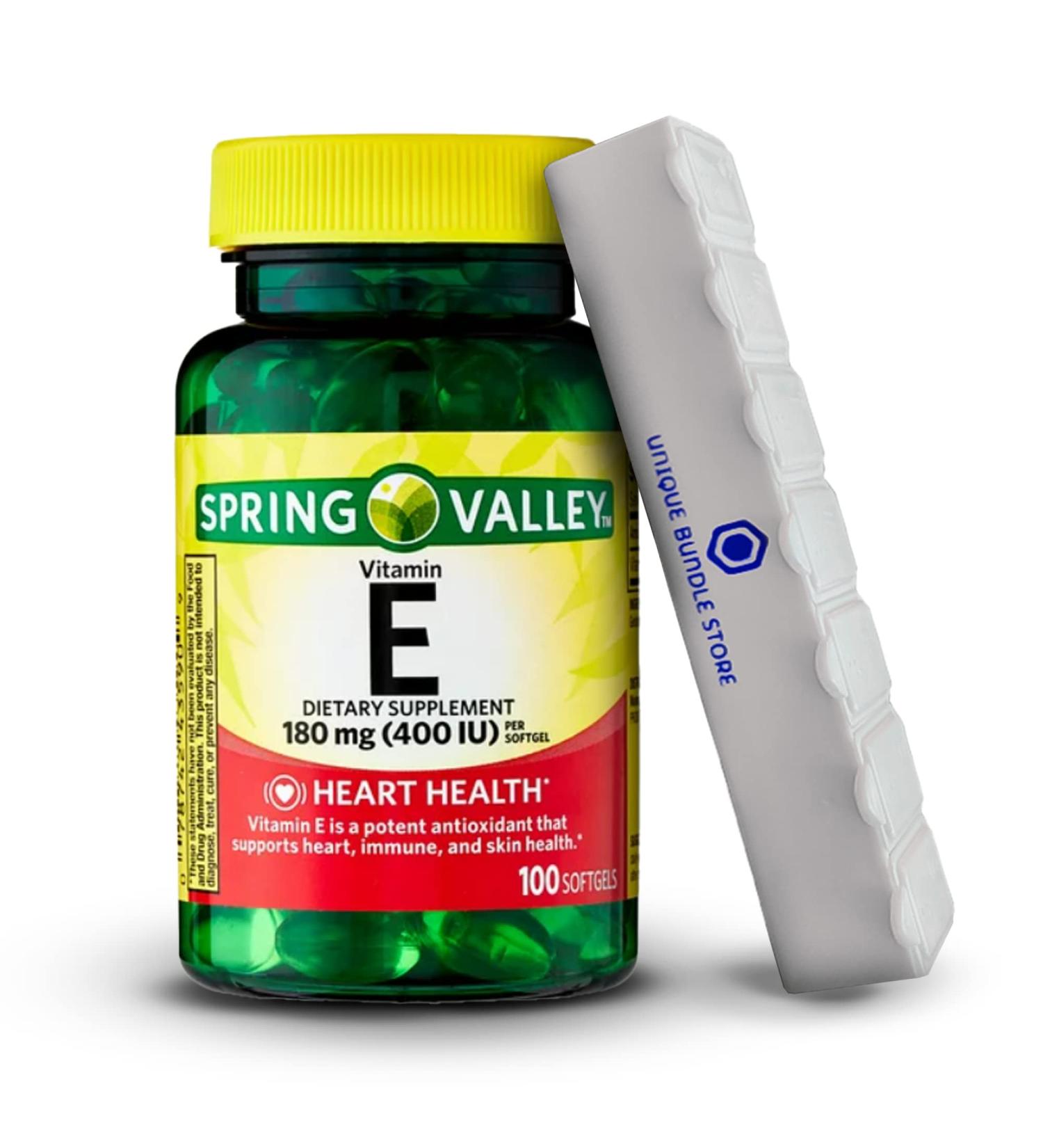 Spring Valley Vitamin E 400 IU Softgels 100 Count + 7 Day Pill Organizer (1 Pack) - Dietary Supplement - Buy Online on GoSupps.com