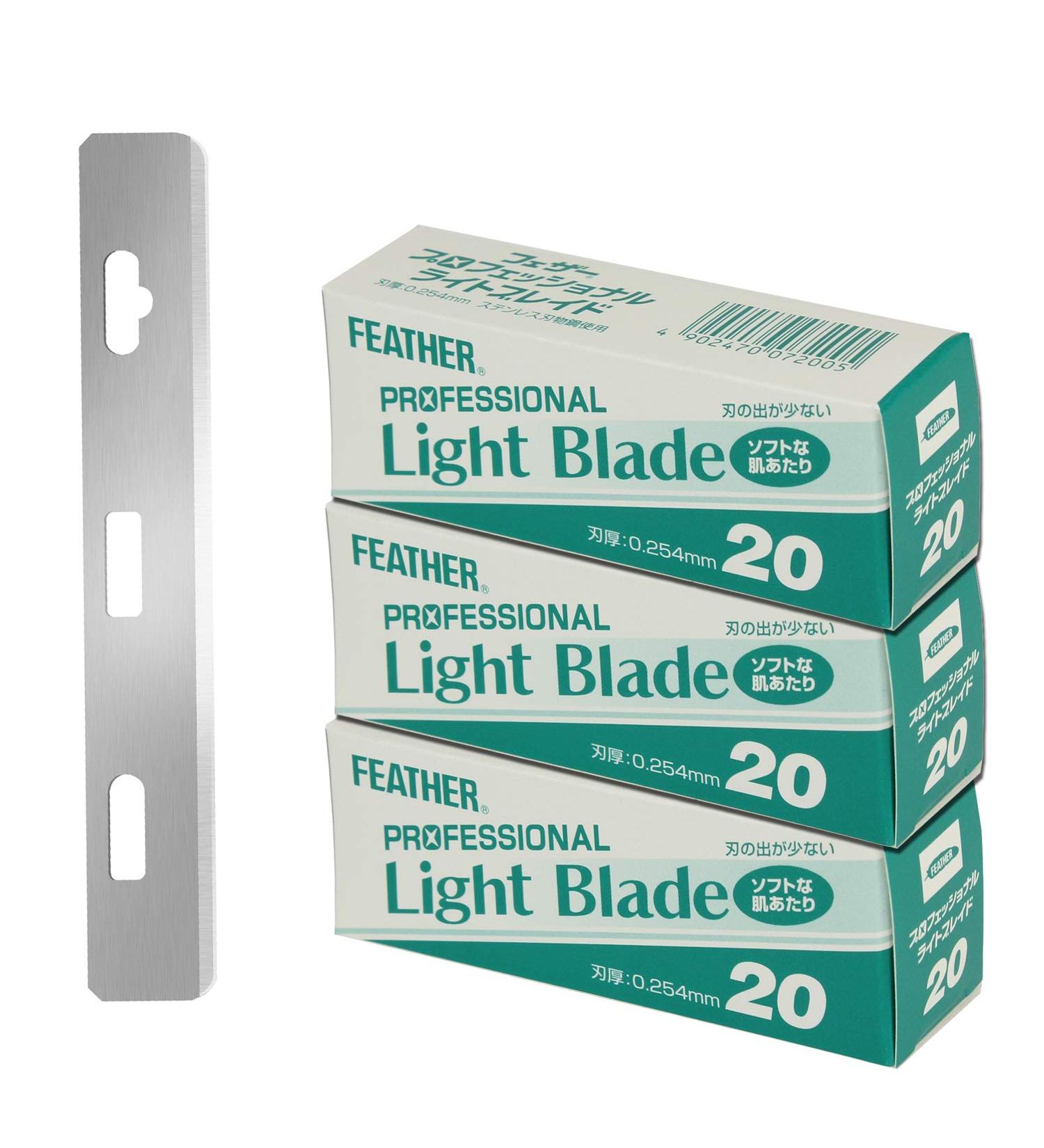 Feather Artist Club ProLight Razor Blades | 3 Pack of 20 | Single Straight Edge Refills for Men Women & Barbers | International Shipping Available - Buy Online on GoSupps.com