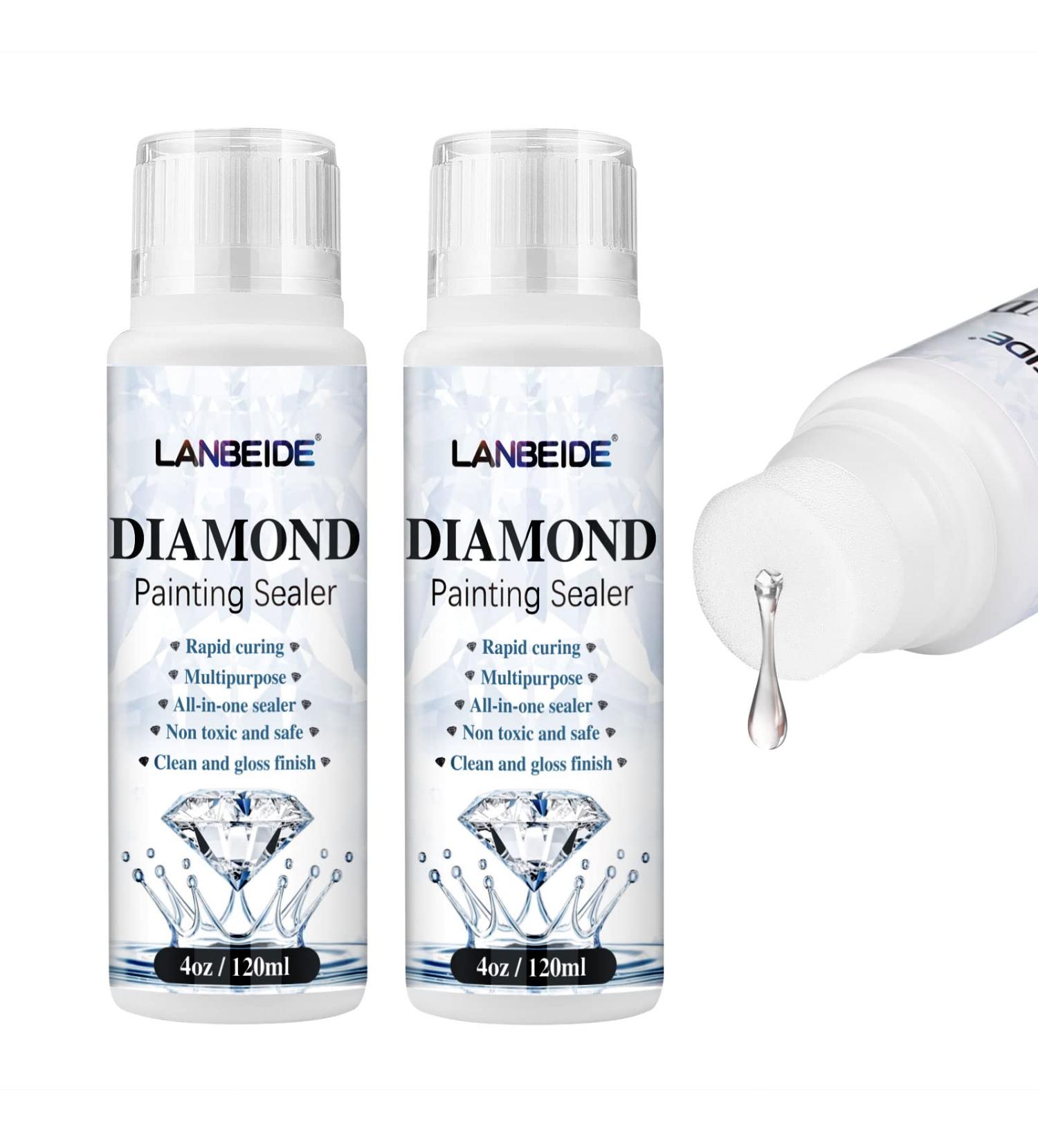 LANBEIDE 240ML Diamond Painting Sealer 2 Pack - Permanent Hold & Shine Effect for 5D Diamond Art & Puzzles - Buy Online on GoSupps.com