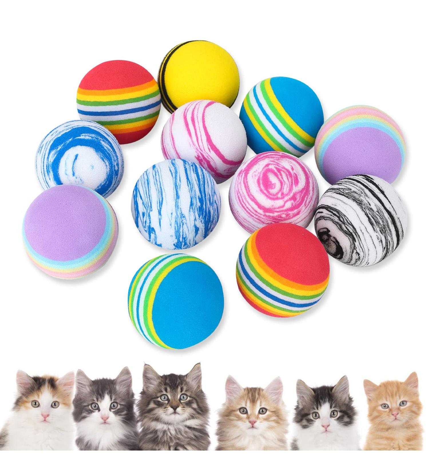 12 Pcs Cat Toys Balls Interactive Kitten Toys Rainbow Cat Balls Colorful Foam Balls for Pet Cat Kitten Dog Puppy Chase Training Sports Indoor Outdoor Activity Amusement Park - Buy Online on GoSupps.com