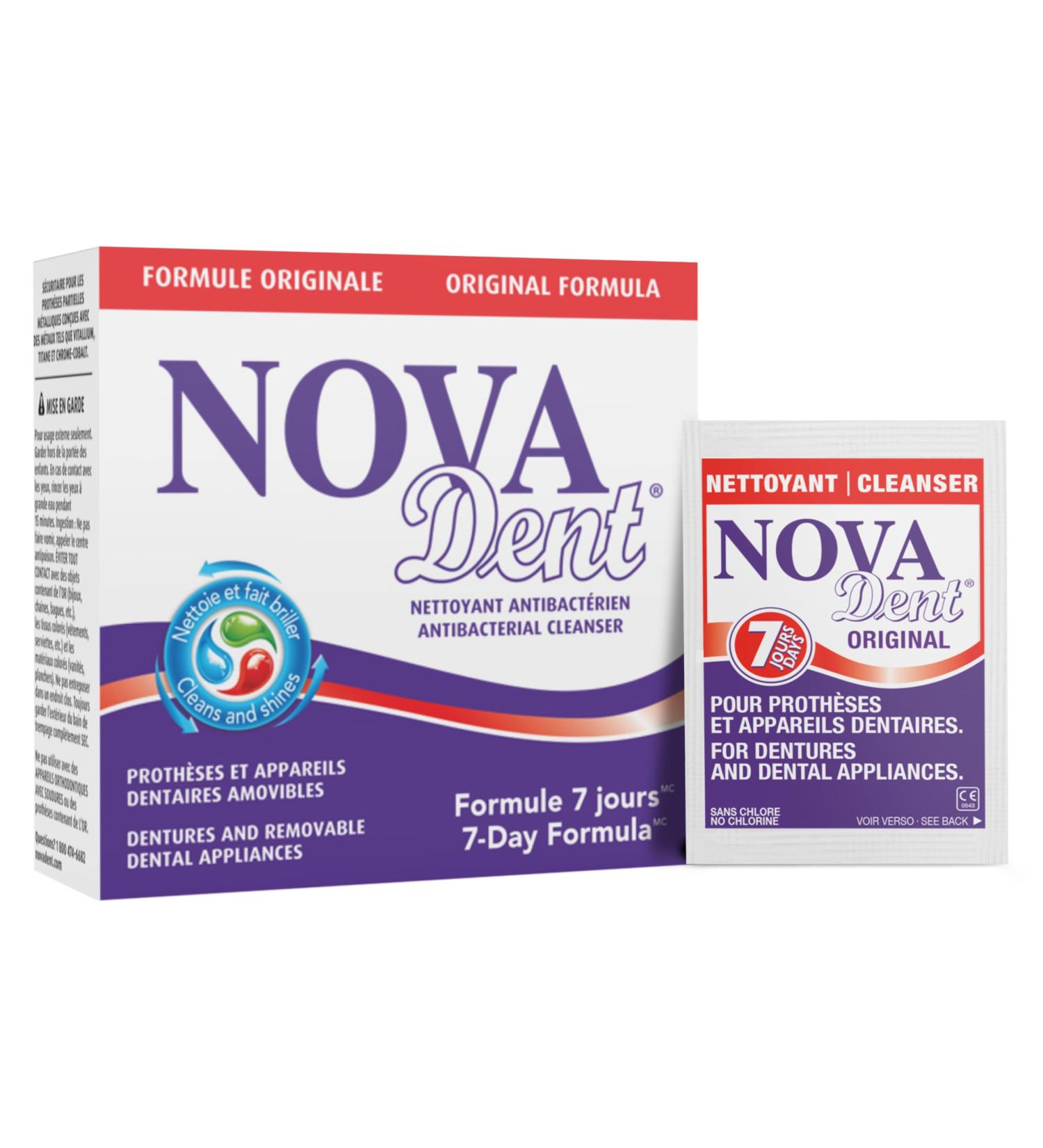 Novadent Dentures Cleaner for Dental Appliances Retainers Trays Mouth Guards Teeth Aligners - 3 Months (12 sachets) 12 Count (Pack of 1) - Buy Online on GoSupps.com