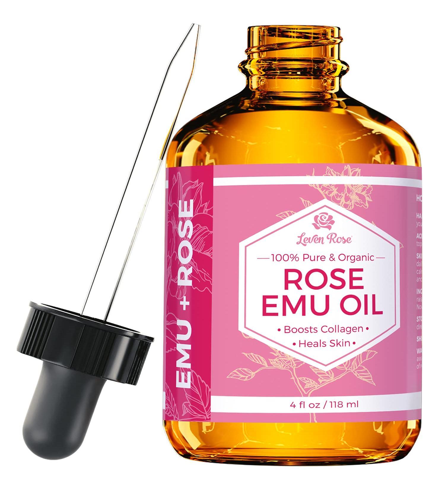 Leven Rose Rose Emu Oil 4 oz - Natural Emu Oil with Rose Extract - Buy Online on GoSupps.com