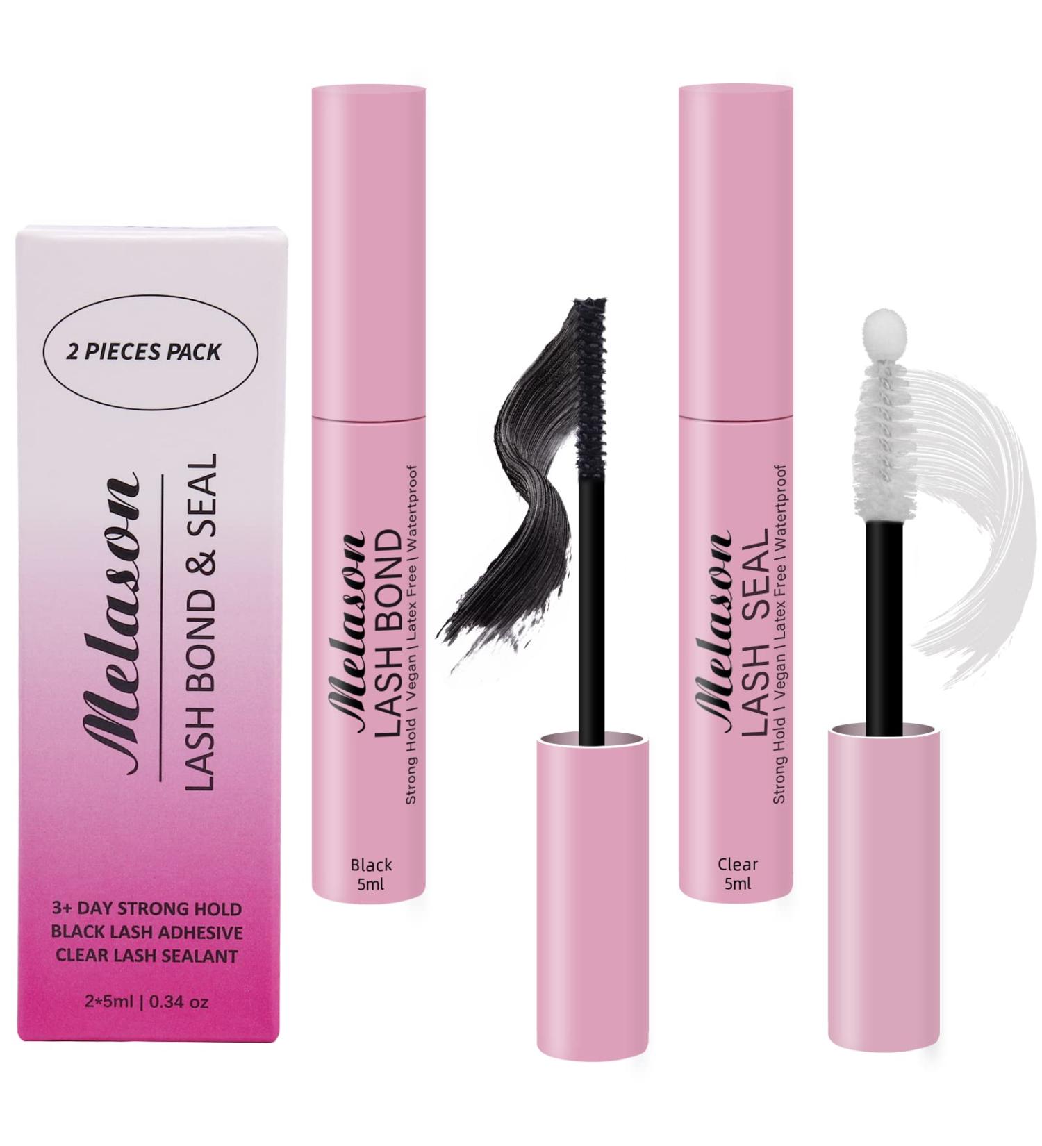 Lash Bond and Seal Kit - Waterproof Cluster Lashes Glue for DIY Extensions | 72-Hour Strong Hold Latex-Free Adhesive (2x5ml Black & Clear - Buy Online on GoSupps.com