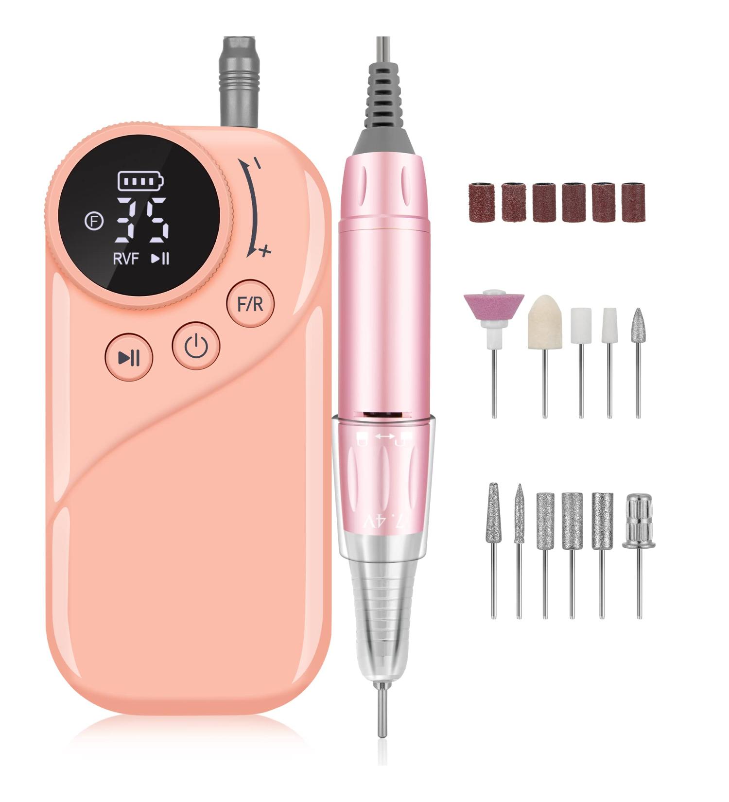 Rechargeable 35000RPM Nail Drill Electric File for Acrylic and Gel Nails - Professional Manicure Pedicure Tool with 11 Drill Bits - Buy Online on GoSupps.com