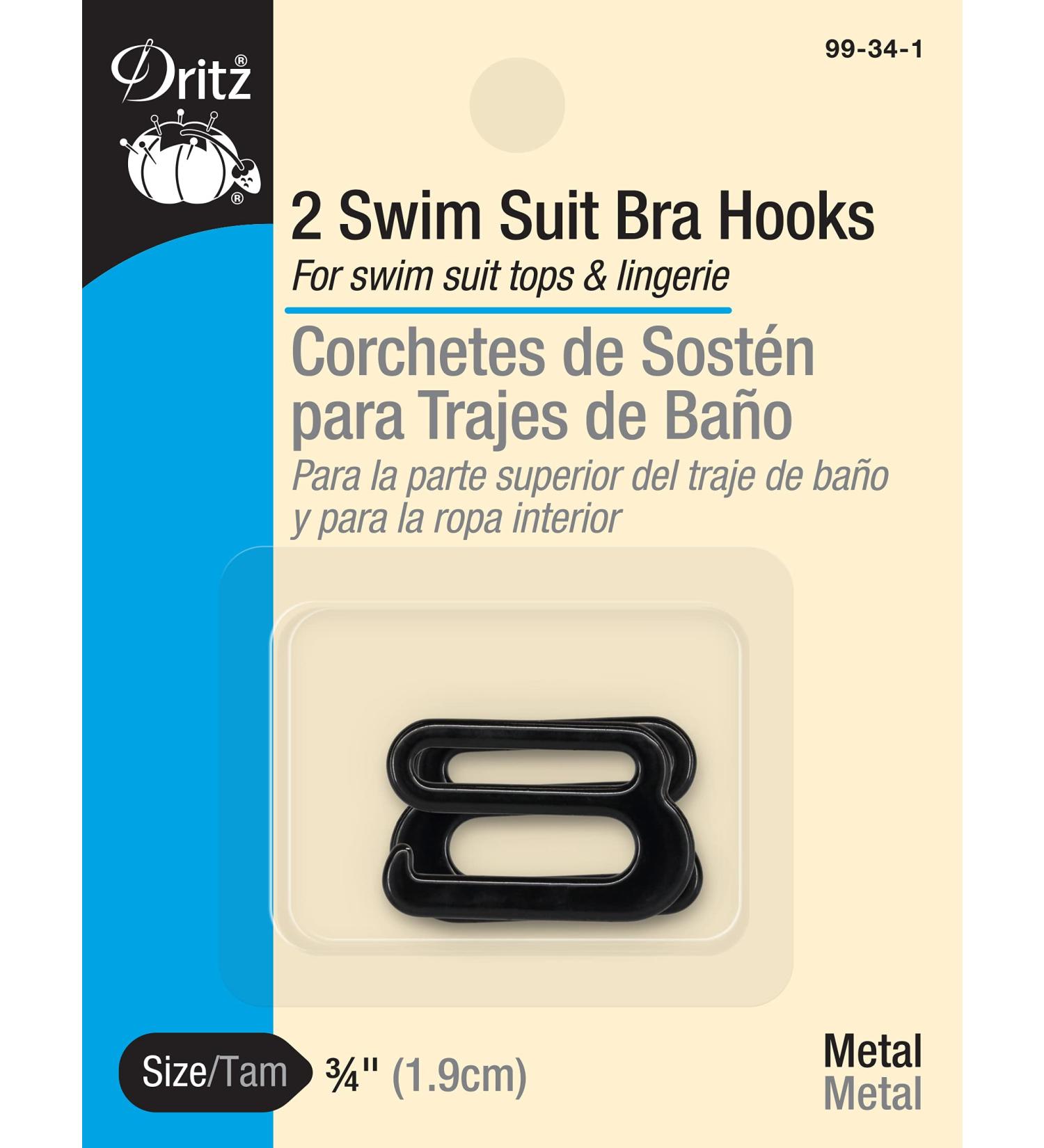 Dritz Metal Swim Suit Bra Hooks - Black 3/4-Inch (2 Count) | Secure Closure for Swimwear - Buy Online on GoSupps.com
