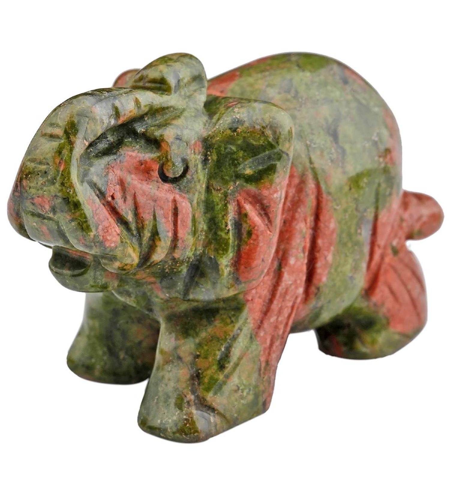 Nupuyai Green Unakite Elephant Figure | Gemstone Crystal Lucky Charm | Reiki Feng Shui Healing Decoration - Buy Online on GoSupps.com