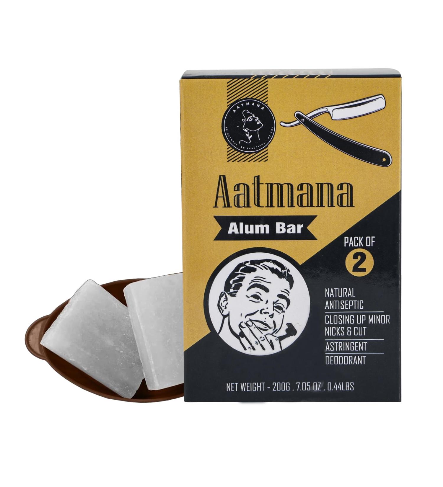 AATMANA Shaving Alum Bar - 100g x 2 | Potassium Shaving Alum | No Fragrance | Stops Bleeding from Nicks & Cuts | Quality Shaving Essentials | International Shipping Available - Buy Online on GoSupps.com