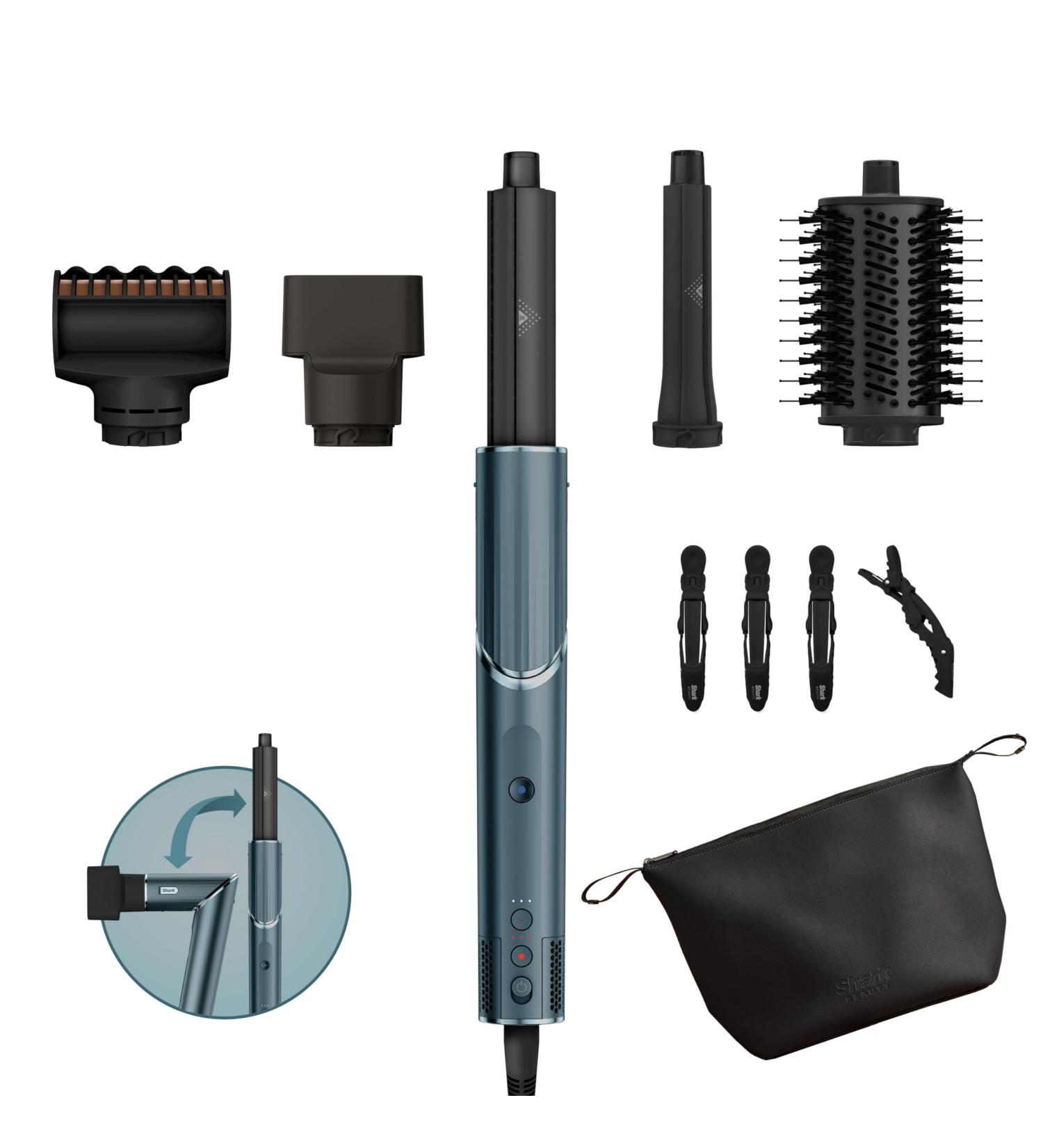 Shark FlexStyle Limited Edition 5-in-1 Air Styler & Hair Dryer Gift Set | No Heat Damage Curler Frizz Fighter Oval Brush & Storage Bag - Turquoise HD450Tleu - Buy Online on GoSupps.com