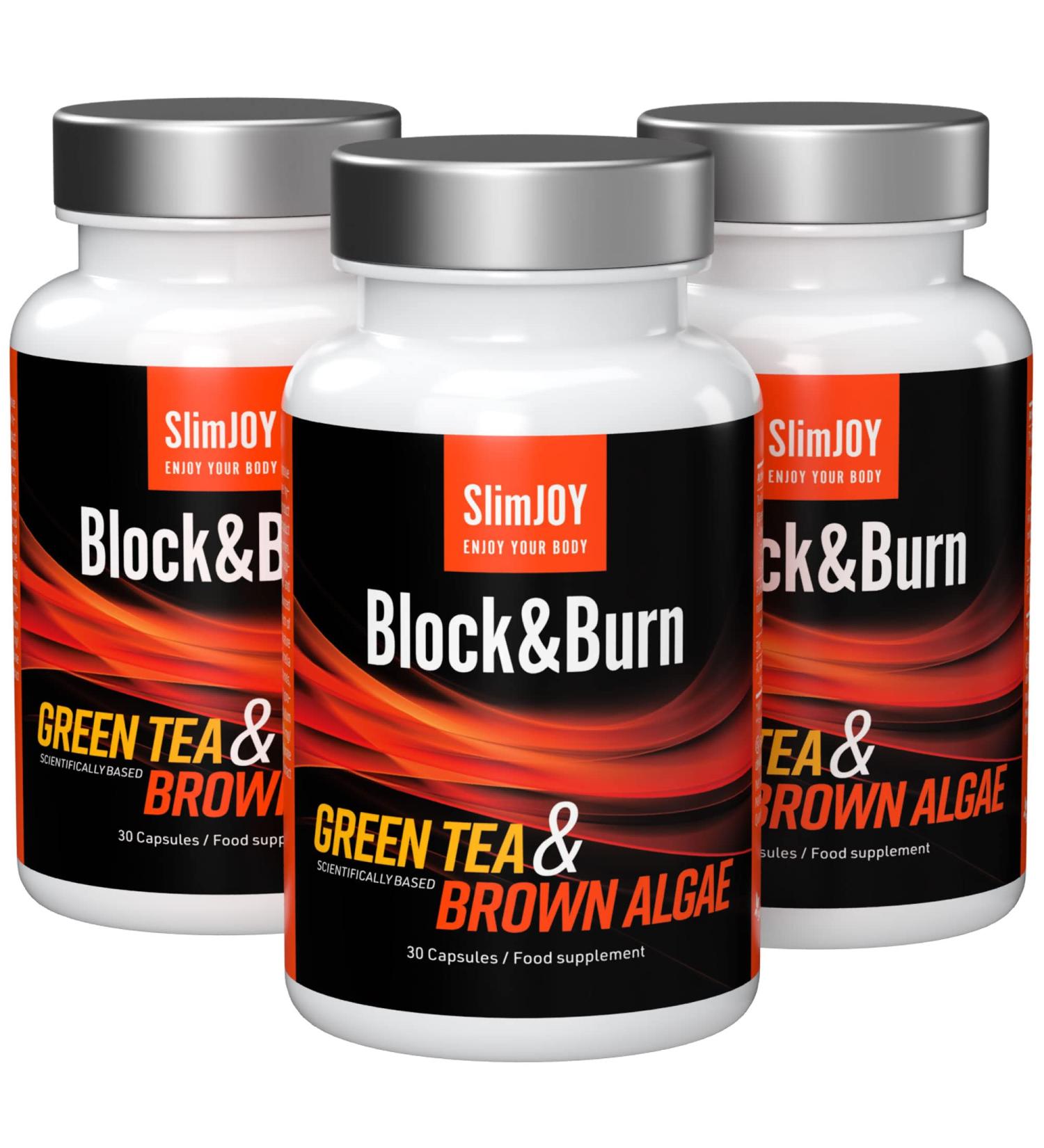 Slimjoy Block & Burn - Double Fat Burning Capsules with Green Tea Extract & Brown Sea Algae | 90 Day Supply - Buy Online on GoSupps.com