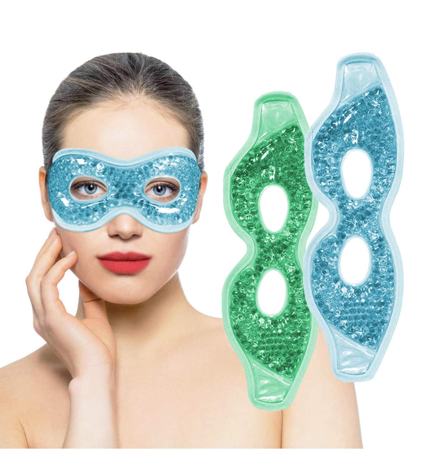 Ruzzut Cooling Gel Eye Mask with Eye Holes 2 PCS Gel Bead Cold Eye Packs for Puffy Eyes & Swelling Reusable Hot Cold Therapy Compress Heat Ice Gel Pack Green and Blue Blue&green With Eye Hole - Buy Online on GoSupps.com