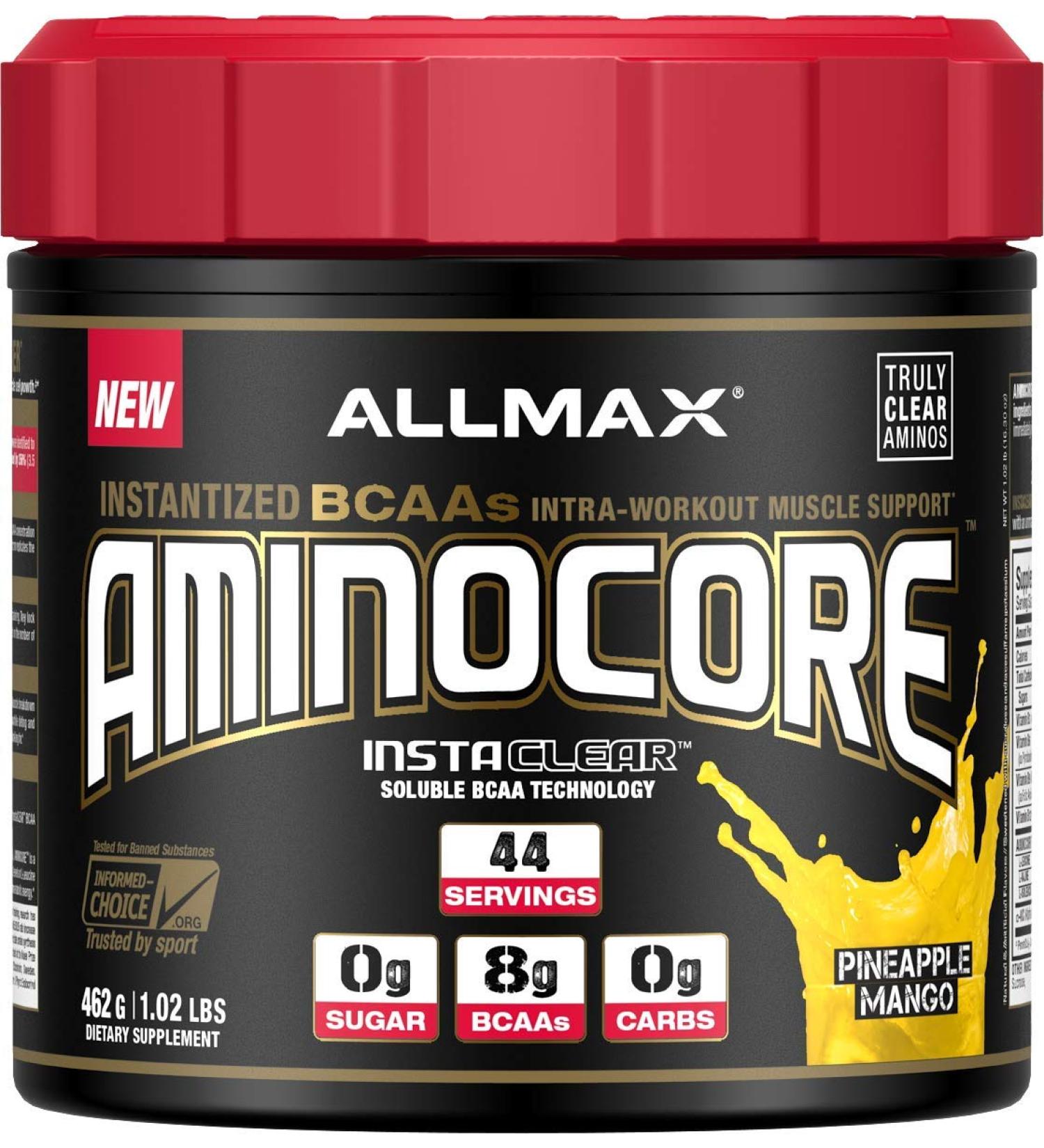 ALLMAX Nutrition AminoCore BCAA Pineapple Mango 462g - Premium Amino Acids for Muscle Recovery & Performance | Shop Internationally - Buy Online on GoSupps.com