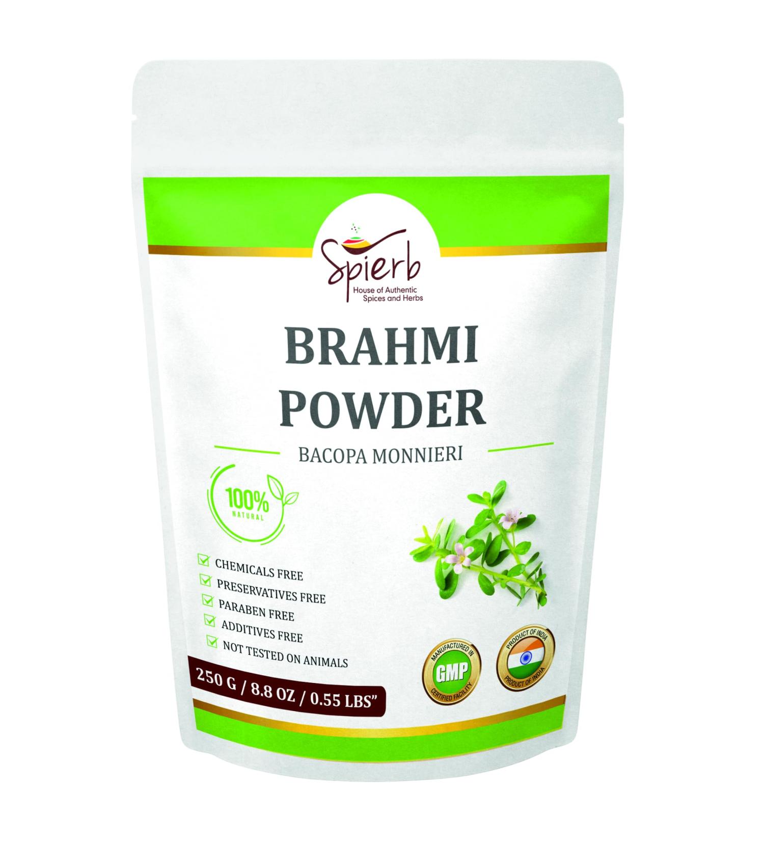 Spierb Brahmi Powder 250gm - 100% Natural Hair Growth Treatment | Bacopa Monnieri | Strengthen & Nourish Hair | Chemical Free - Buy Online on GoSupps.com
