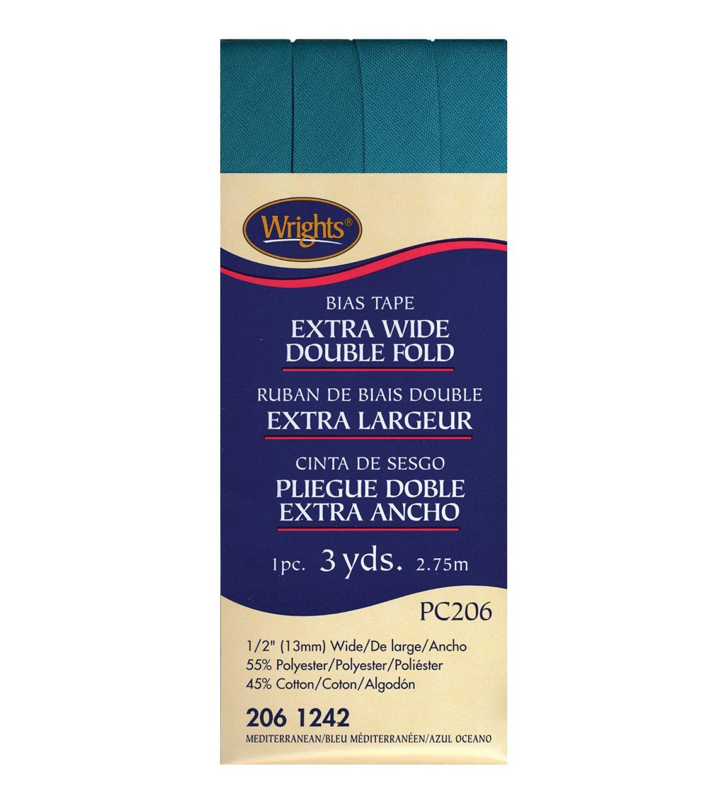 Wrights Double Fold Bias Tape 1/2 X3yd  Mediterranean