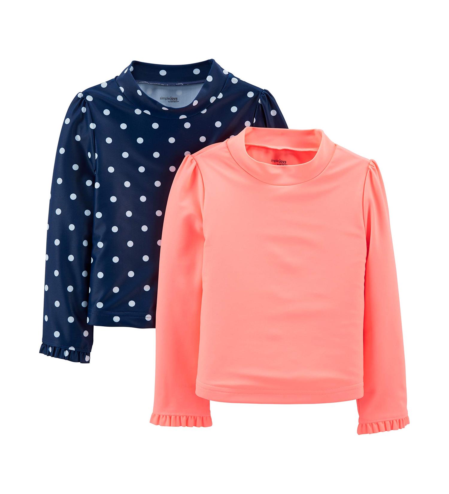 Shop Simple Joys by Carter's Girls' Rash Guard Shirt 2 Pack (3-6 Months) - Coral/Navy - International Shipping Available - Buy Online on GoSupps.com