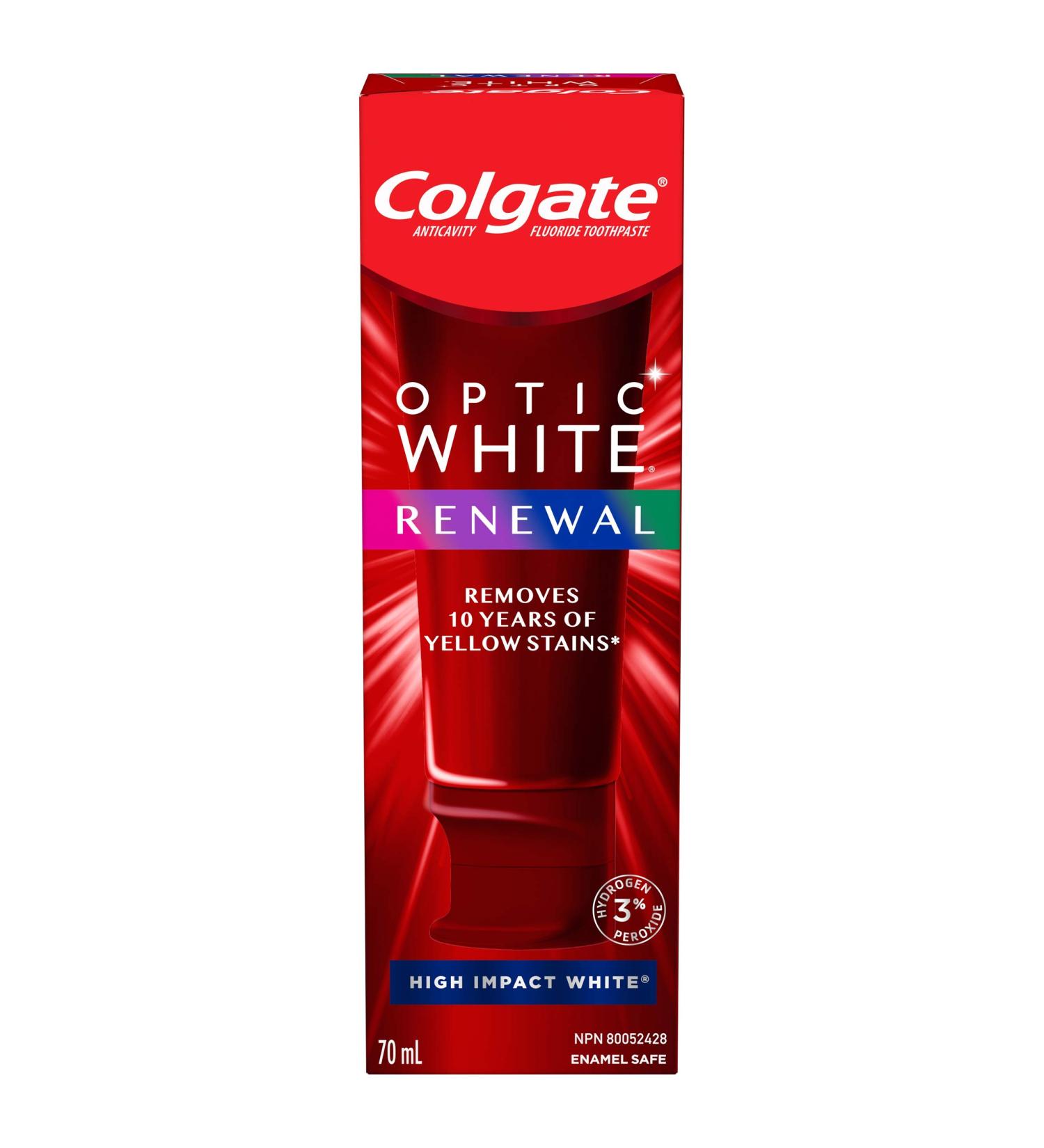 Colgate Optic White High Impact Whitening Toothpaste Minty Fresh Taste Enamel Safe Fluoride for Cavity Protection with Hydrogen Peroxide 70 mL Whitening 70 ml (Pack of 1) - Buy Online on GoSupps.com