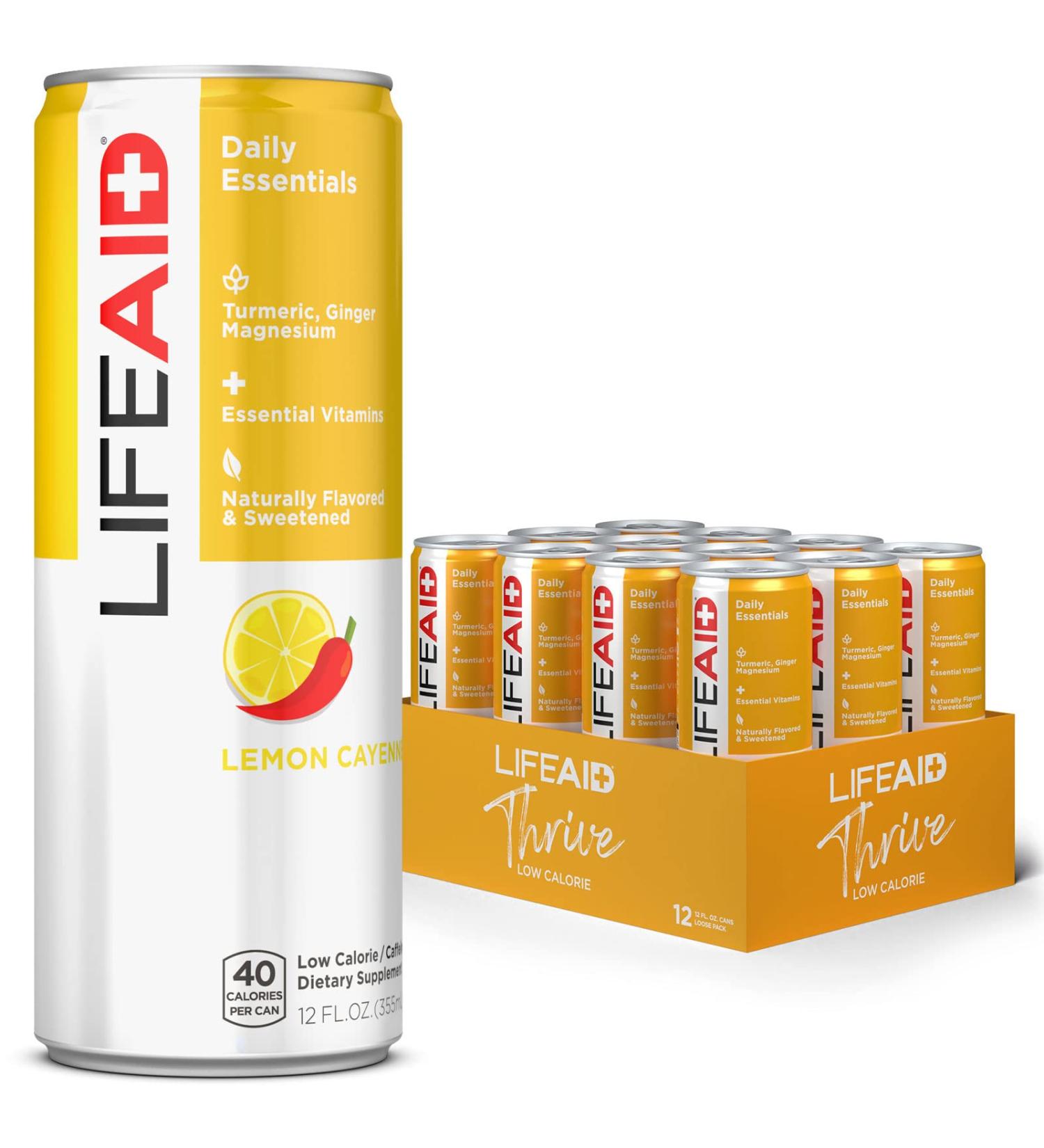 LIFEAID Vitality Blend - Daily Vegan Vitamins with Turmeric for Inflammation Relief | 12-Pack Healthy Soda Replacement - Buy Online on GoSupps.com