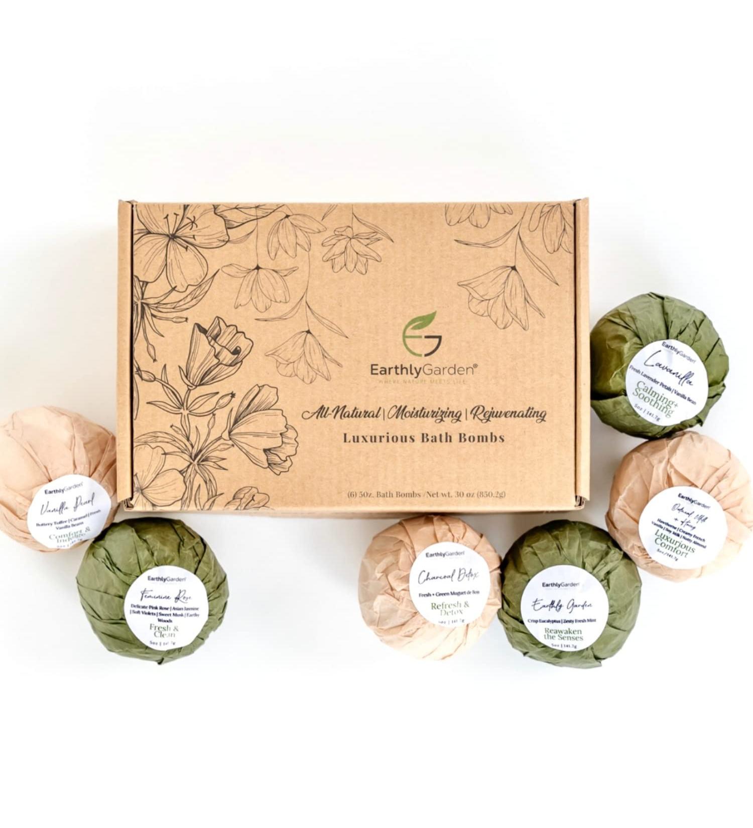Earthly Garden Bath Bombs Gift Set | Handmade in USA | Large 5oz Natural & Organic with Essential Oils | Relaxing & Moisturizing for Women & Girls - Buy Online on GoSupps.com