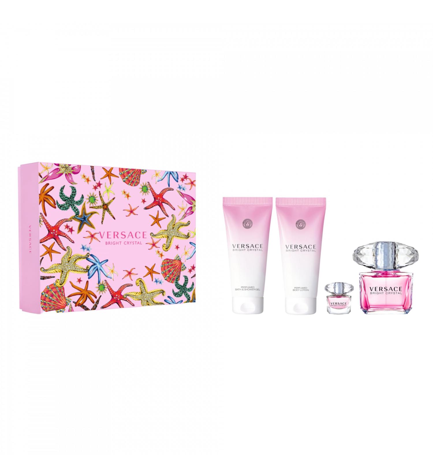 Versace Bright Crystal 4-Pieces Set for Women Floral Fruity Fragnance 9.59 Fl Oz