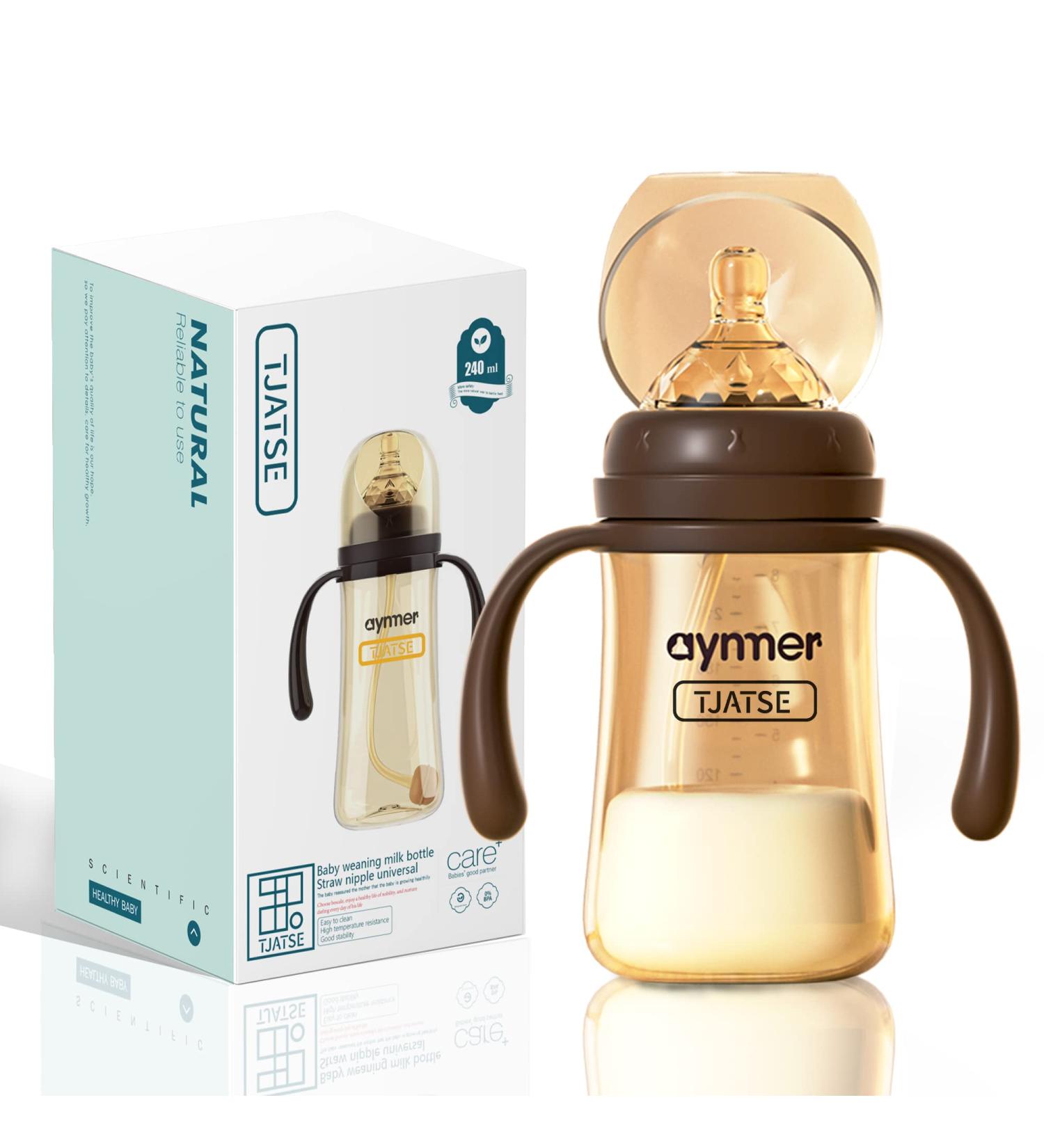 TJATSE BPA Free Baby Weaning Bottle | 3-in-1 Cup for Babies 3+ Months | High Temp Sterilization | 240ml Brown - Buy Online on GoSupps.com