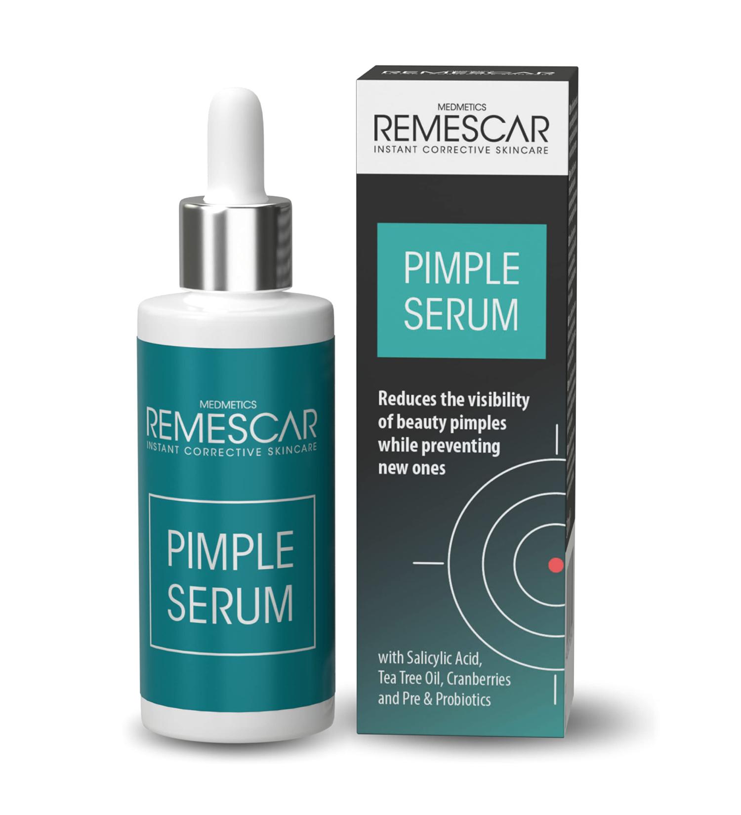 Remescar Pimple Serum 30ml - Reduce the Visibility of Beauty Pimples While Preventing New Ones - Salicylic Acid Tea Tree Oil and Cranberries - Spot Cream - Buy Online on GoSupps.com