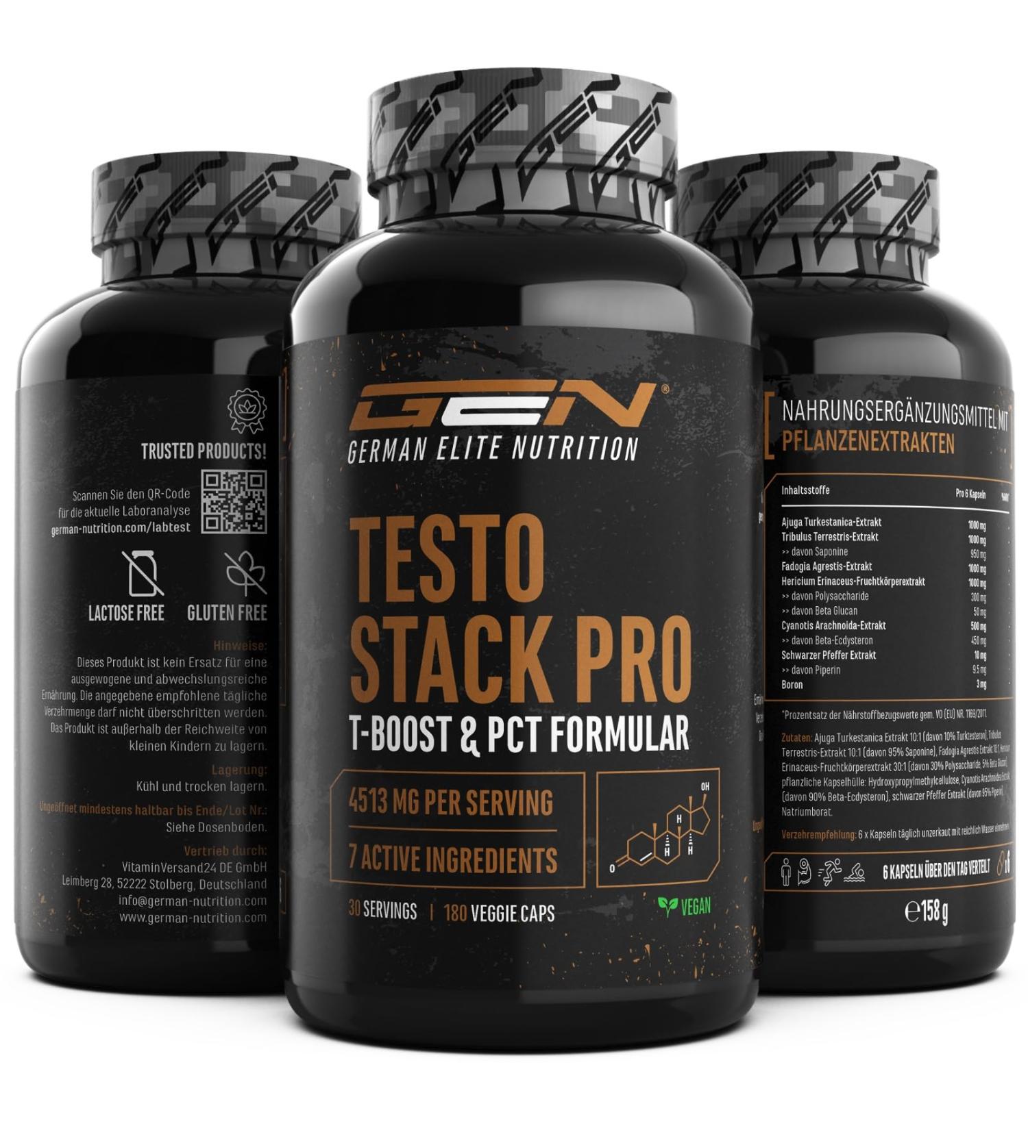 Testo Stack Pro - Extra Strength with Turkesterone Ecdysterone Fadogia Agrestis Tribulus Hericium Extract Boron - 180 caps - Buy Online on GoSupps.com