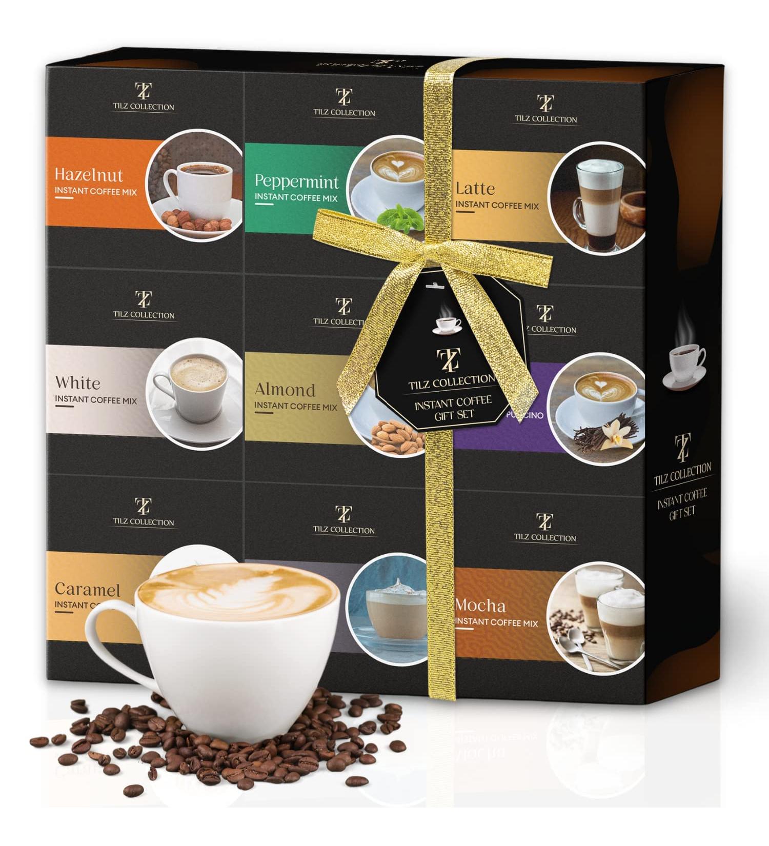 Gourmet Flavoured Coffee Gift Set - Medium-Dark Roasted Selection for Men & Women | Perfect Christmas Gift for Coffee Lovers - Instant Coffee Included - Buy Online on GoSupps.com