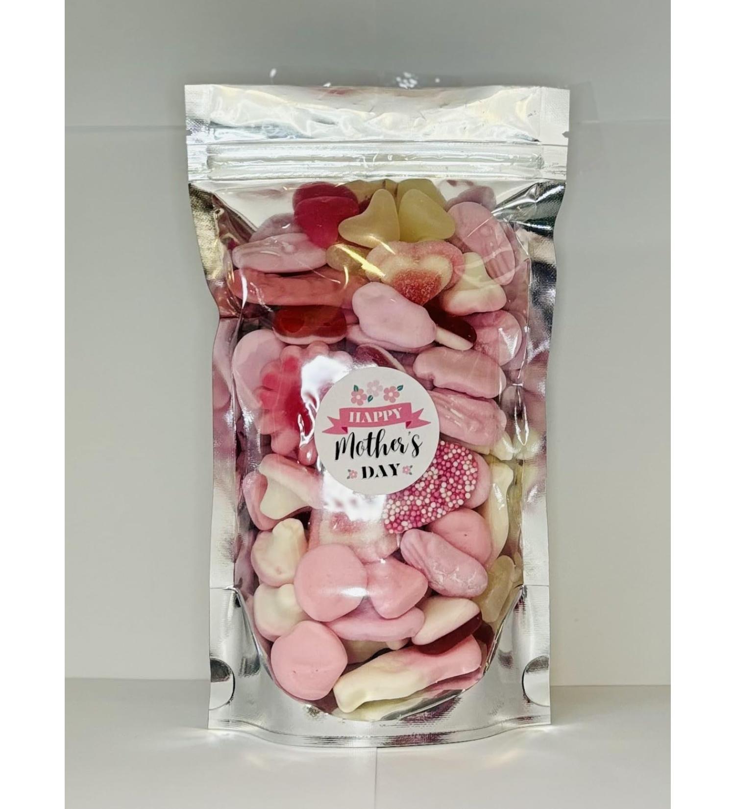 Happy Mothers Day Pink Filled Pick N Mix Sweet Treat Pouch Present Gift 200g - Buy Online on GoSupps.com
