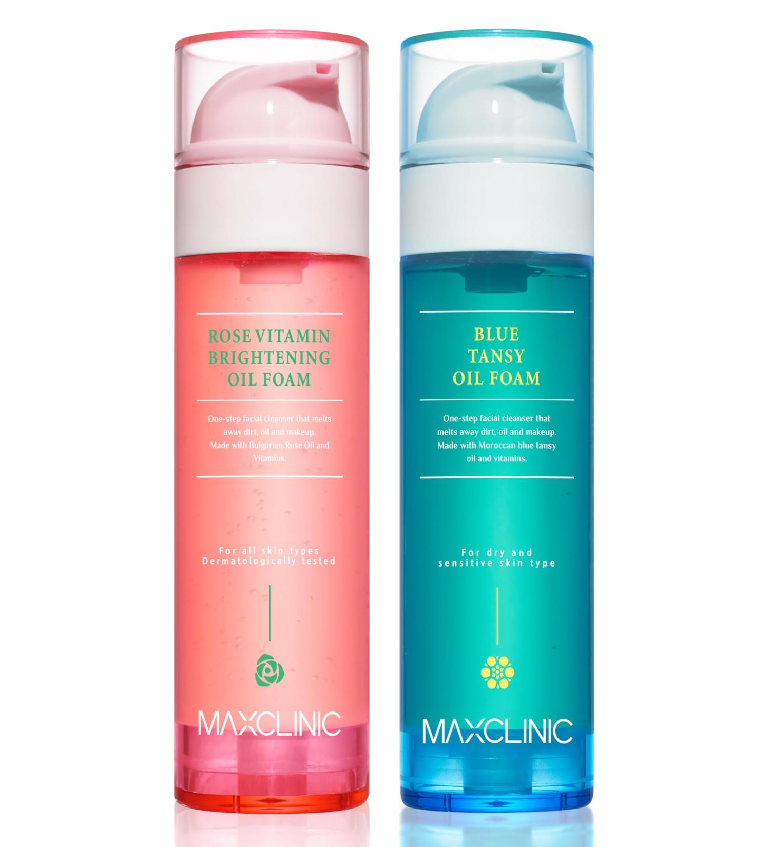MAXCLINIC K-Beauty Rose Vitamin + Blue Tansy Oil Foam Gift Set | Daily Face Wash Oil Based Cleanser to Foam | Korean Skin Care Oil Cleanser for Dry Sensitive Skin - Buy Online on GoSupps.com