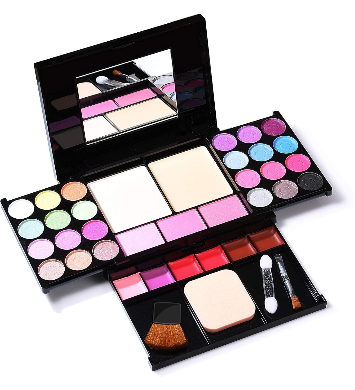35 Color Eyeshadow Palette - Matte & Shimmer Lip Gloss Blush & Brushes - International Shipping Available - Buy Online on GoSupps.com