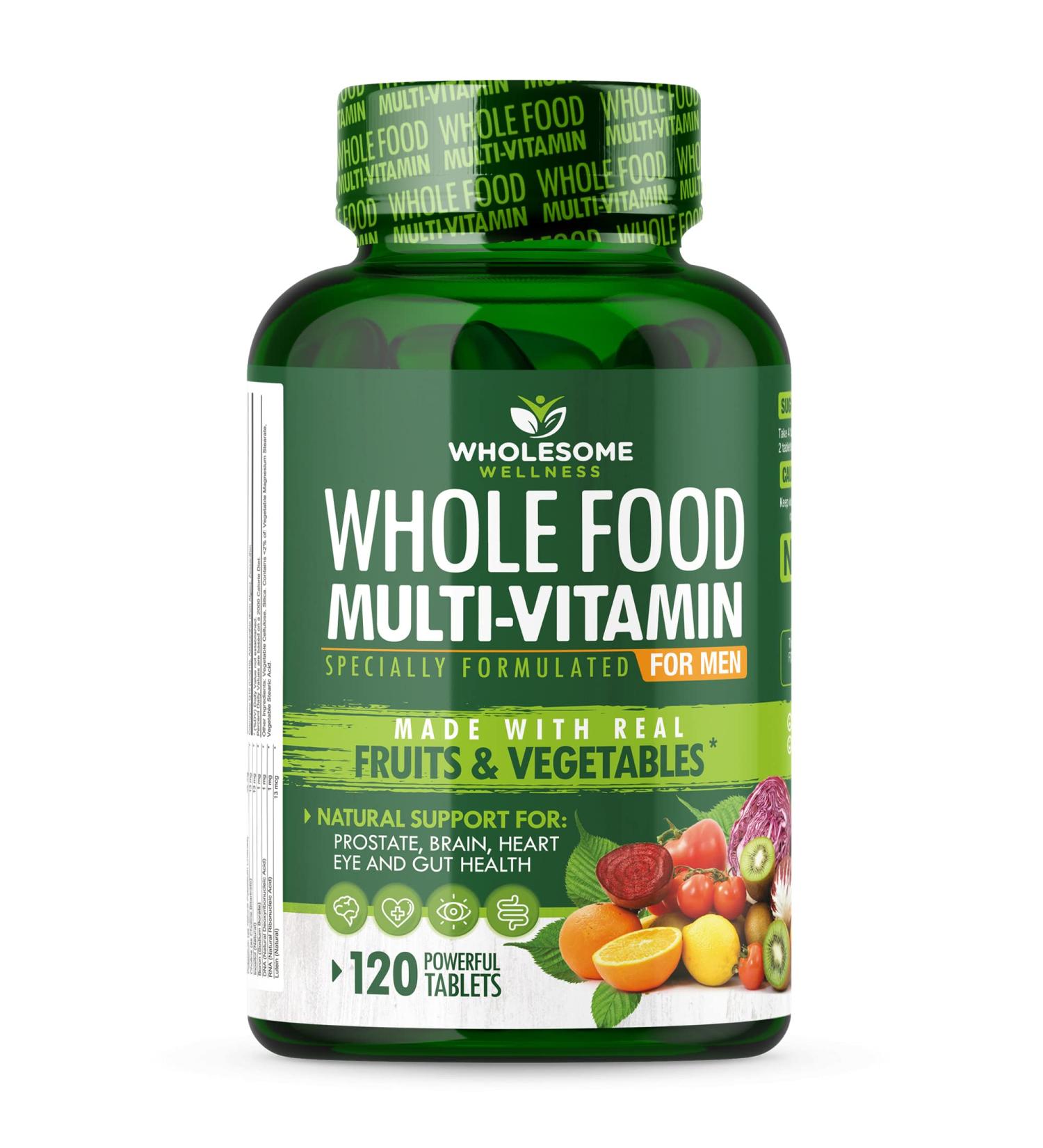 Wholesome Whole Food Multivitamin for Men - 120 Tablets | Natural Nutrition - Buy Online on GoSupps.com