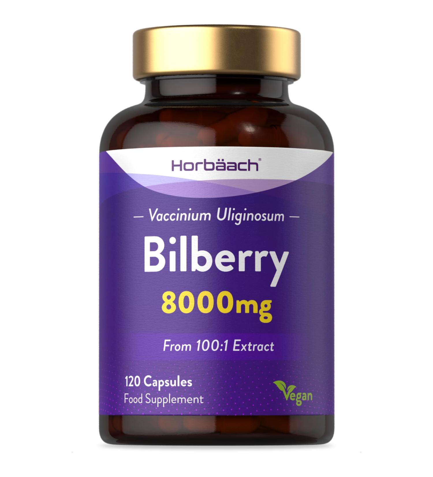 Bilberry Extract 8000mg | High Strength Bilberry Supplement | 120 Powder Capsules | Suitable for Vegetarian & Vegan | by Horbaach - Buy Online on GoSupps.com