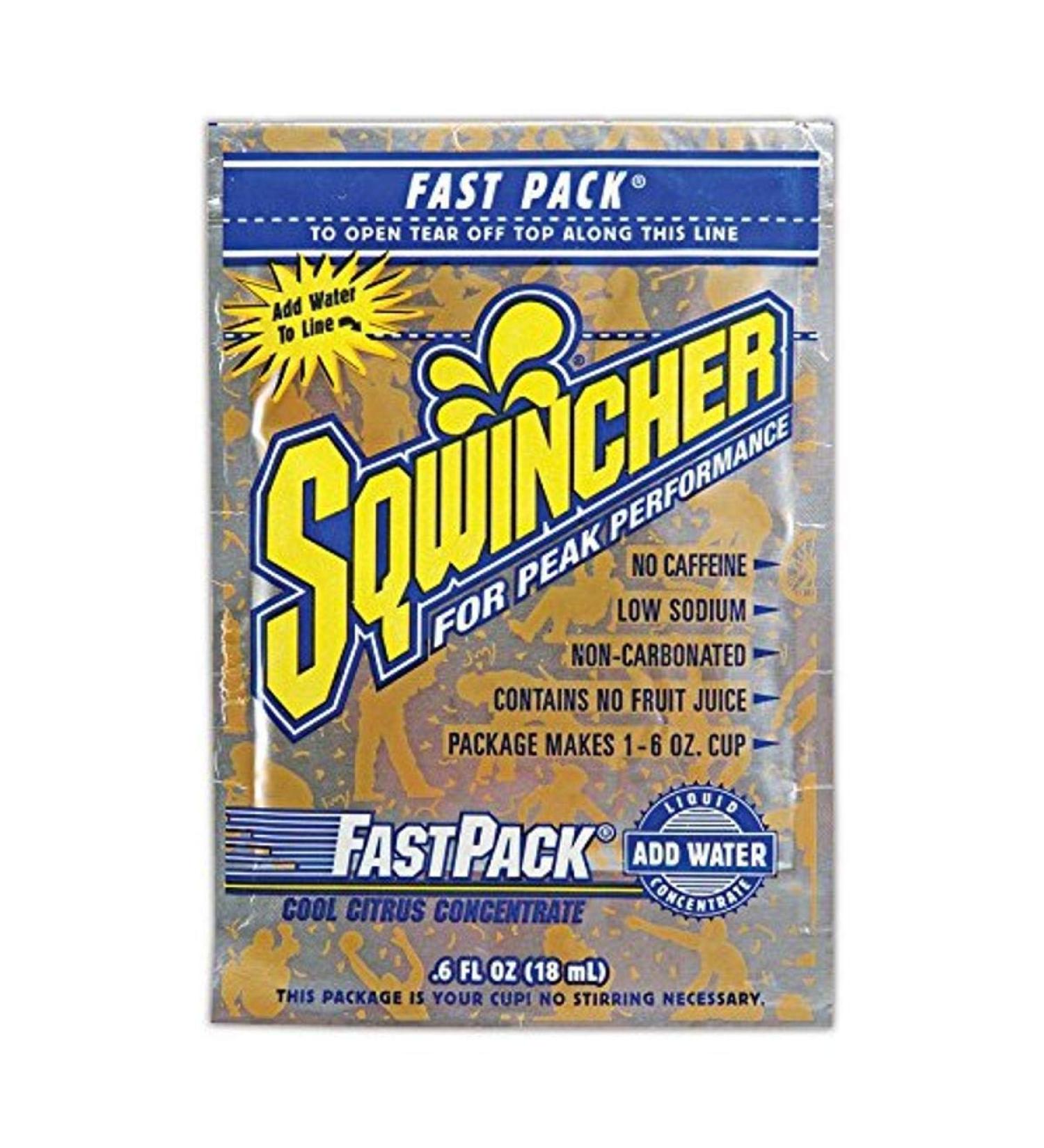 Sqwincher 015310-CC Fast Pack Liquid Concentrate Packet Cool Citrus 60 oz. (Pack of 50)
